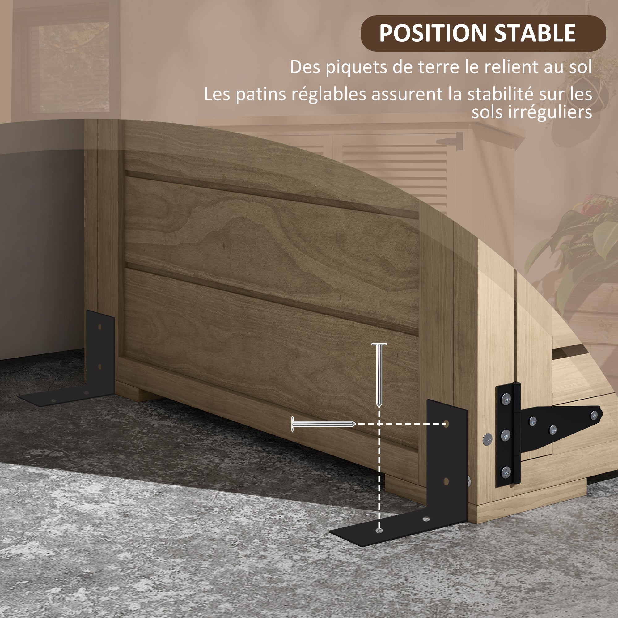 Garden Tool Storage Shed with 2 Shelves Natural Wood Bitumen Roof Louvered Doors Lockable 75 x 50 x 118