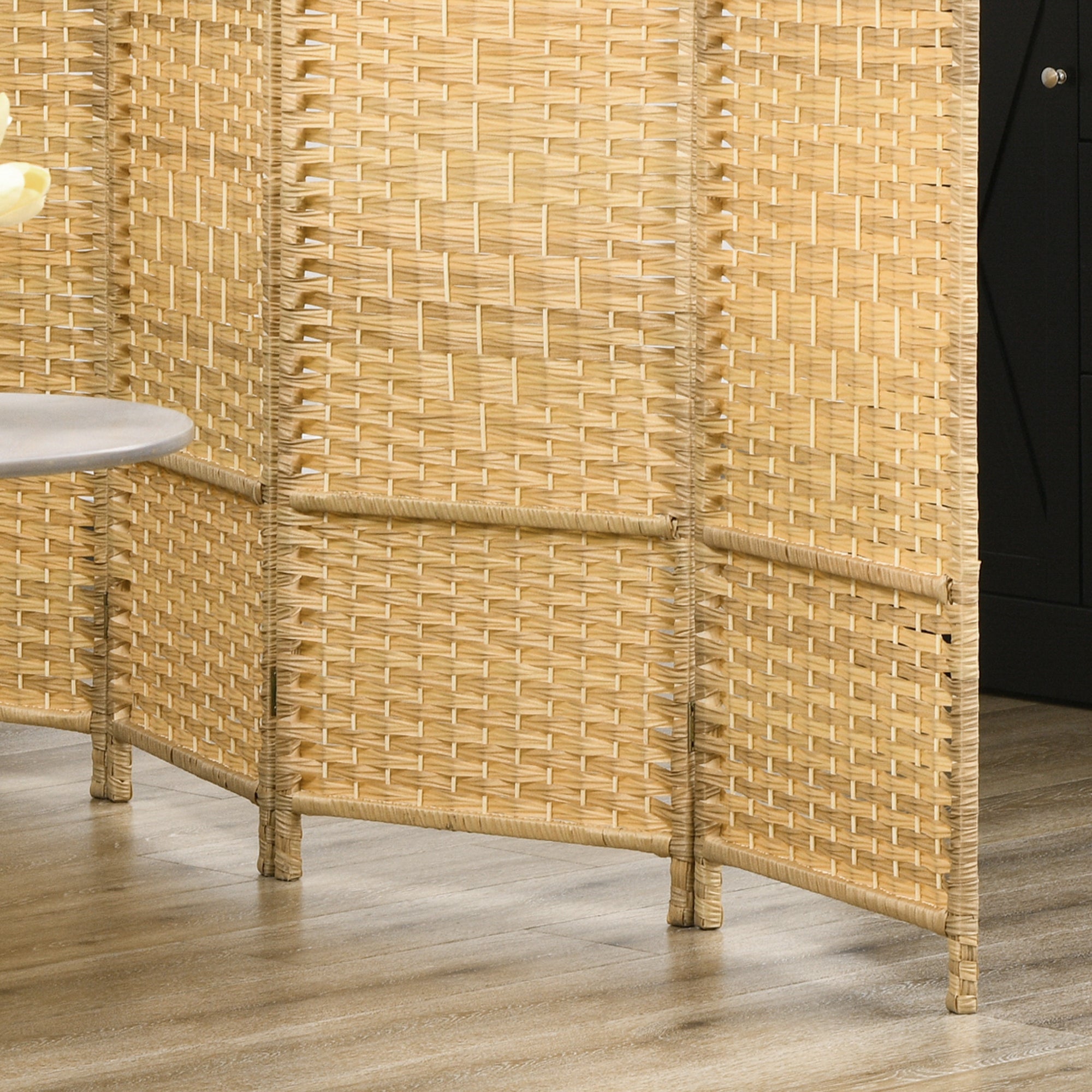 4-Panel Folding Room Divider 180x180 cm Privacy Screen Separator for Office Bedroom Natural