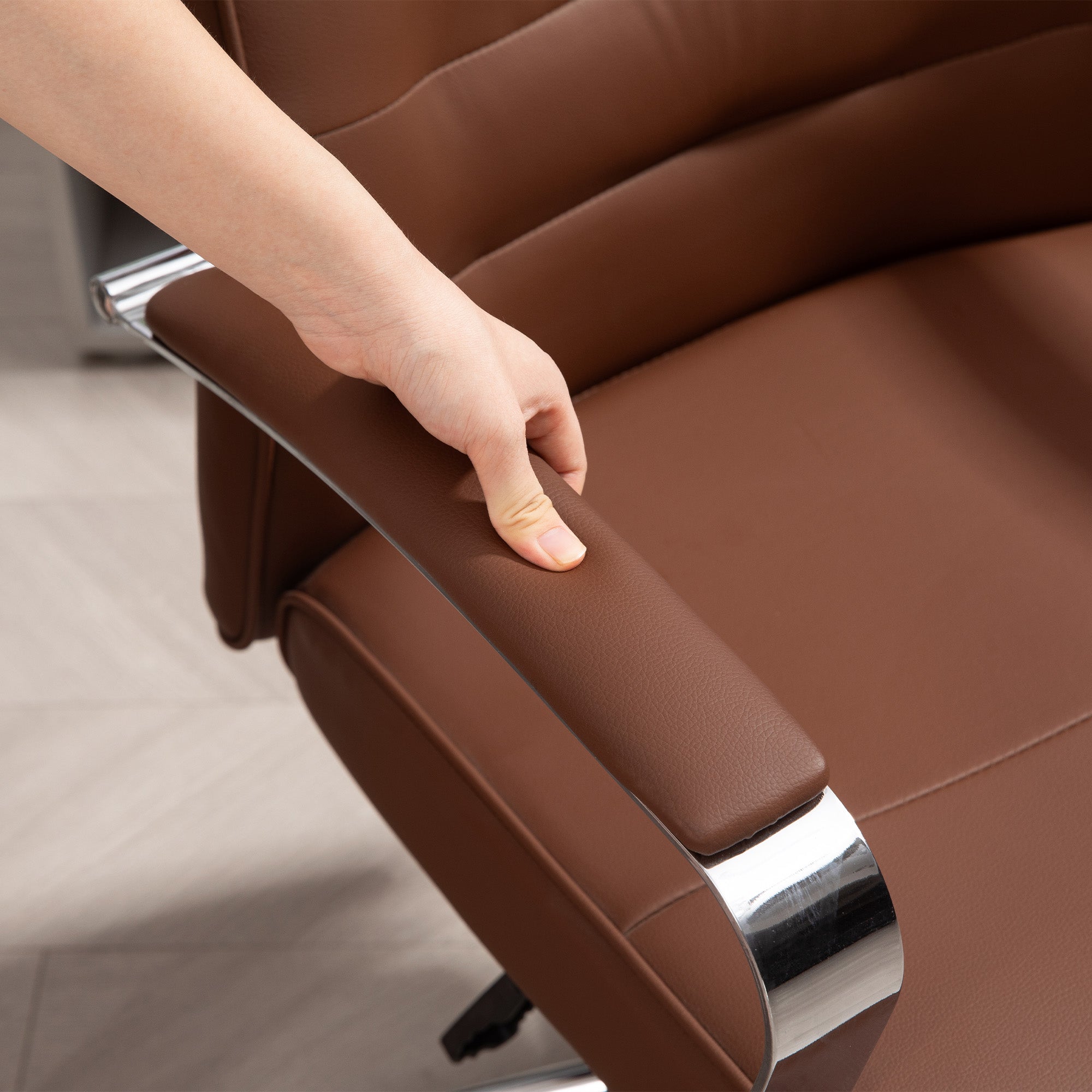 Ergonomic Office Chair with Adjustable Height, High Backrest, Rocking Function, Swivel Rolling Desk Chair, 120 Kg Capacity, Dark Brown