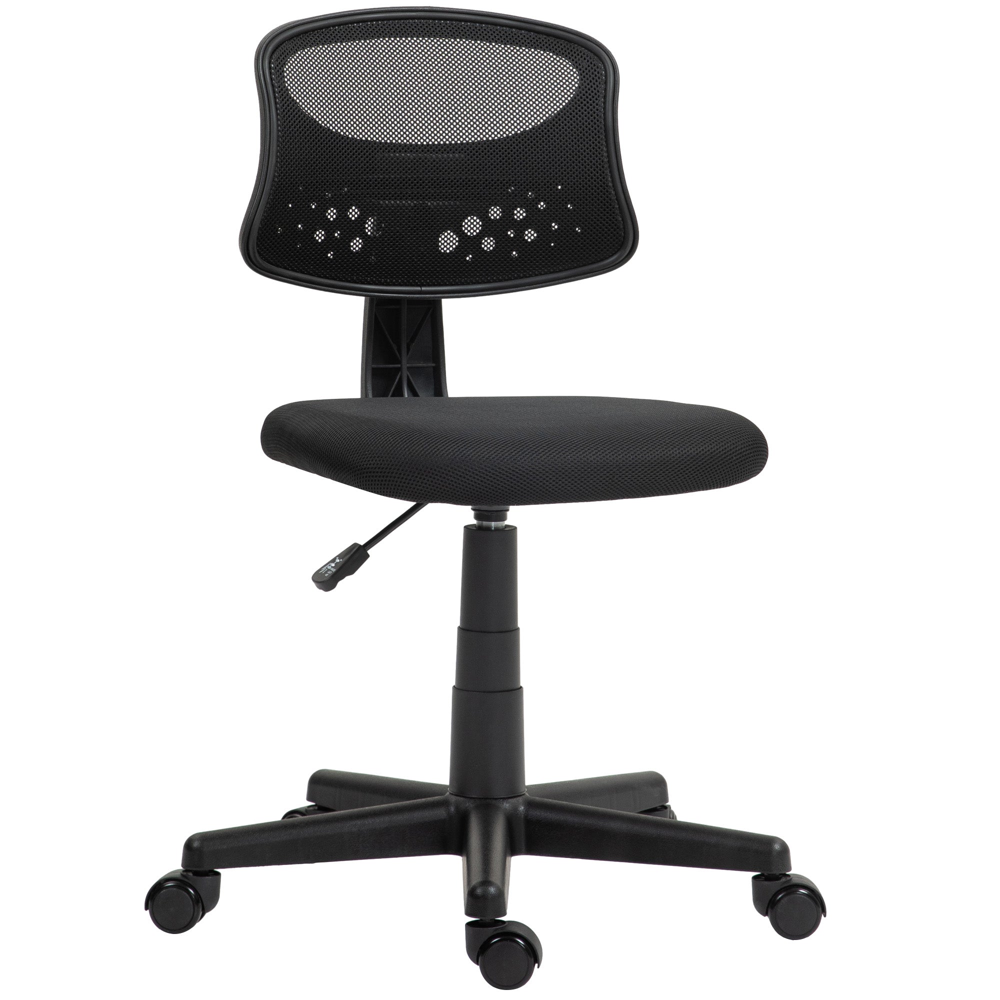 Armless Ergonomic Office Chair Mesh Back Swivel Desk Chair Adjustable Height Office Chair 120 kg Load Capacity Black
