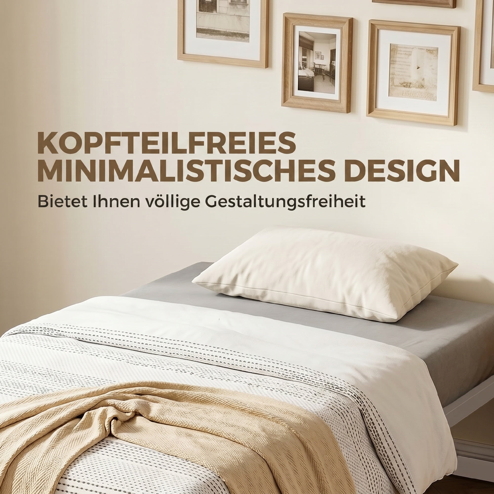 Metal Bed Frame with Under-Bed Storage, 12.8 in Profile, Steel Slats, Quiet & Easy Assembly – Fits 90 x 200 cm (35.4 x 78.7 in) Mattress, White
