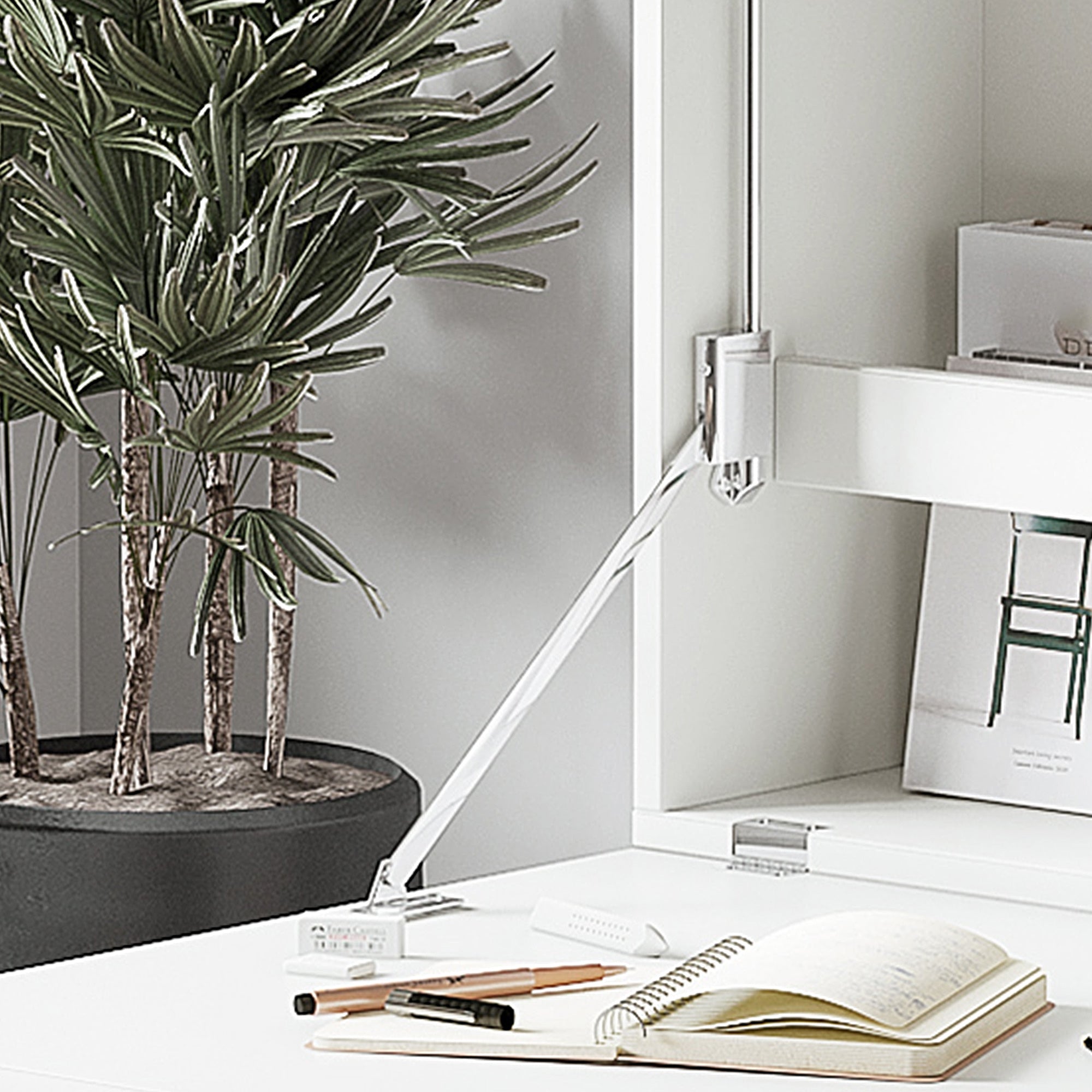 Wall-Mounted Folding Desk Space-Saving with Shelves, for Study, Living Room, and Office, in Chipboard and MDF, 60x21.5x50 cm, White