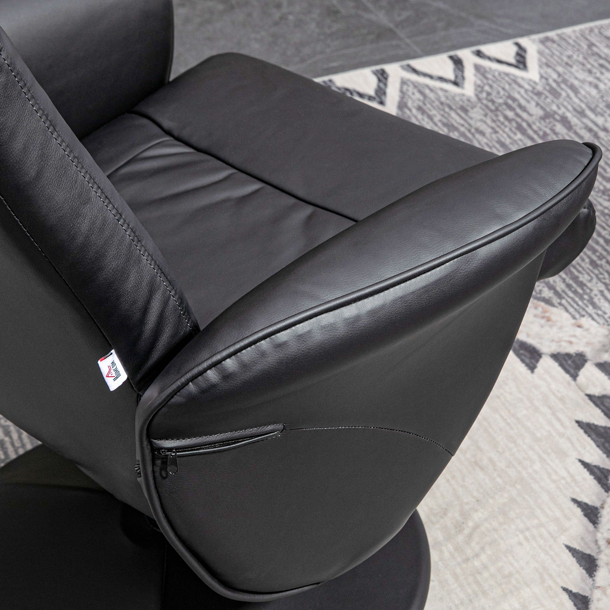 Recliner Chair with Ottoman, TV Recliner, TV Chair with Reclining Function, Swivel Upholstered Chair for Living Room, Bedroom, up to 160 kg, Faux Leather, Black