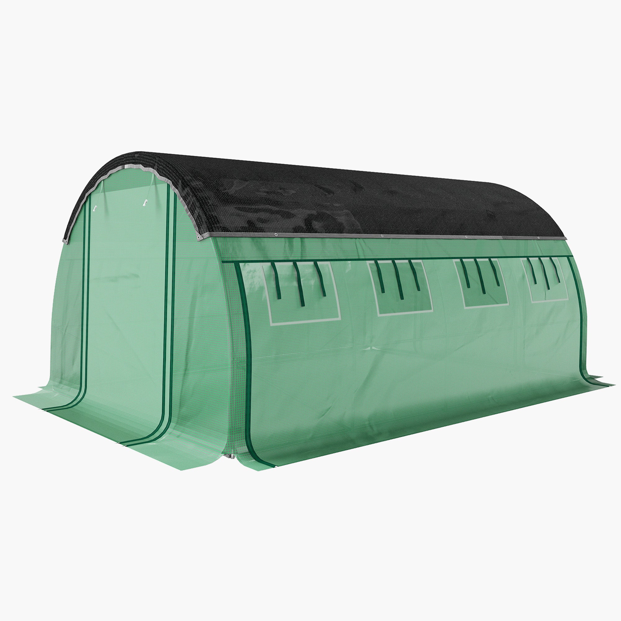 Greenhouse 4 x 3 x 2 m Foil Greenhouse with 8 Windows, Roll-Up Doors, Roll-Up Side Walls, UV-Resistant Foil Tunnel, Winter-Proof Tomato Greenhouse with Ground Anchors
