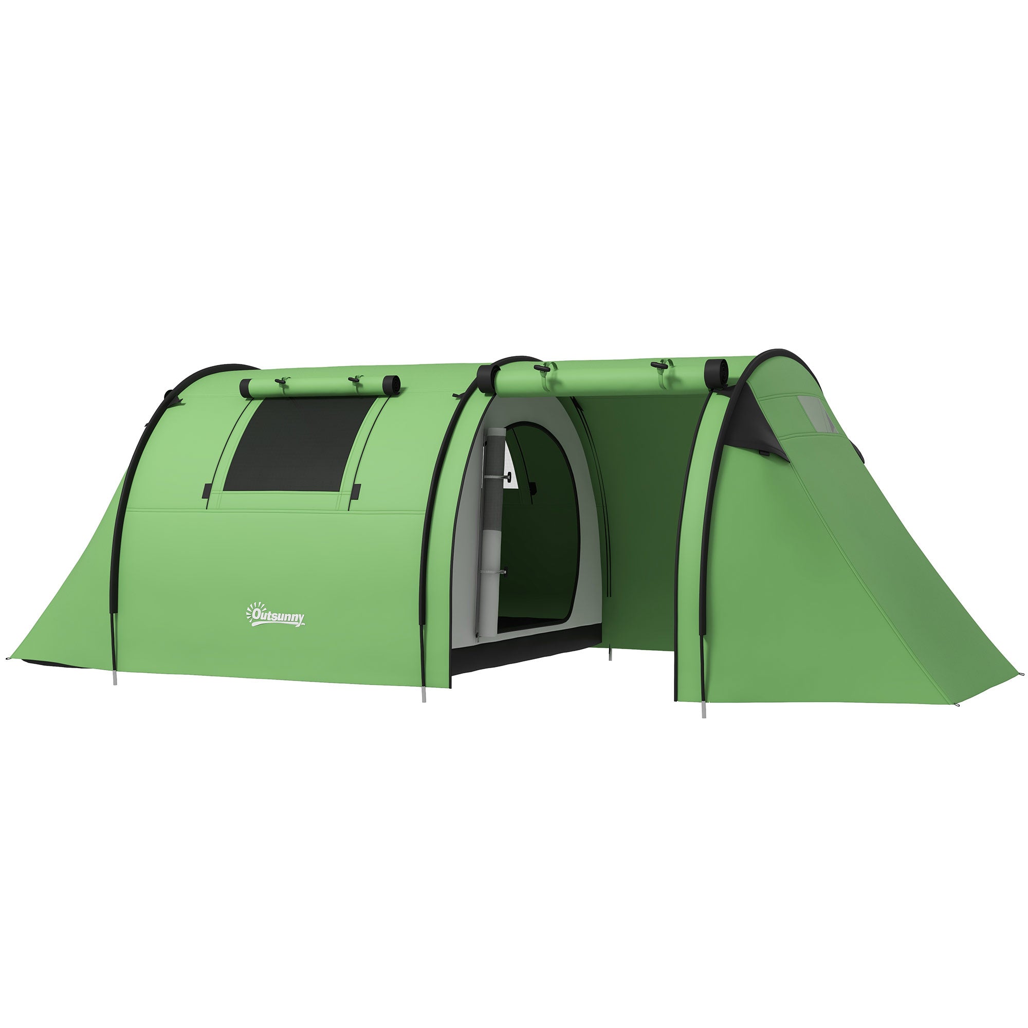 3–4 Person Waterproof Family Tent with Separate Bedroom & Living Area, 3000 mm Hydrostatic Head, Dark Green