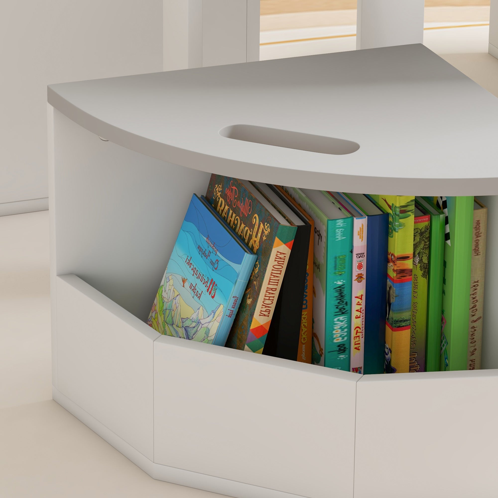 5-Piece Children's Table and Stools Set, Space-Saving Wooden Table and Chairs Set with Storage Compartment, Gray