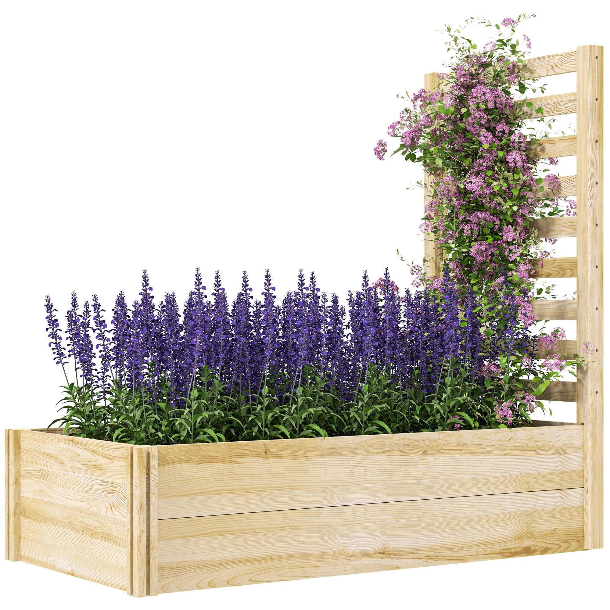Square Wooden Garden Planter with Trellis 115 x 60 x 110 cm Natural Wood Effect