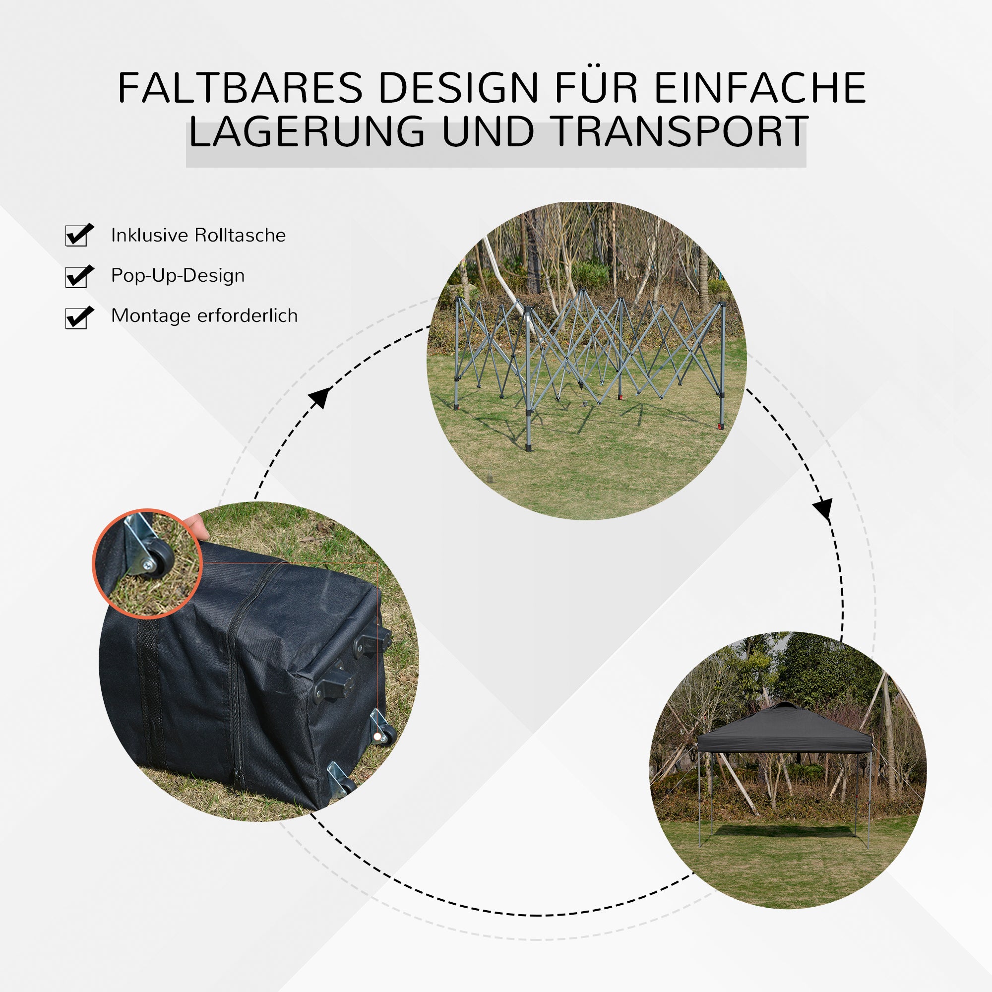 Pavilion approx. 3x3m, Waterproof Stable Winterproof Pop-up Folding Pavilion, UV Protection, Foldable Party Tent, Garden Tent with Bag, Garden Pavilion for Camping Garden, Black