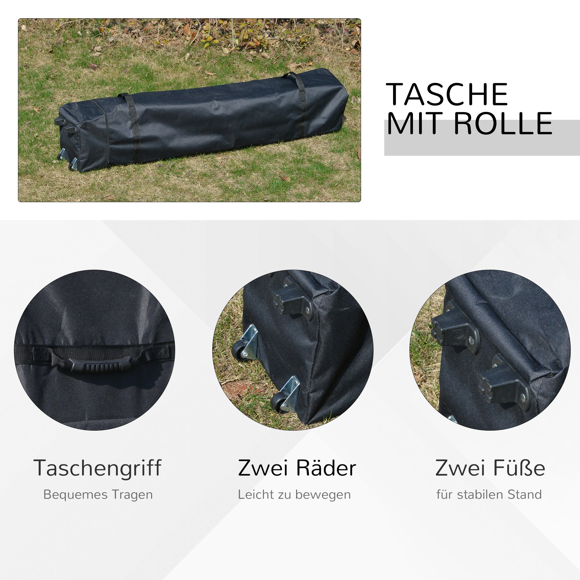 Pavilion approx. 3x3m, Waterproof Stable Winterproof Pop-up Folding Pavilion, UV Protection, Foldable Party Tent, Garden Tent with Bag, Garden Pavilion for Camping Garden, Black