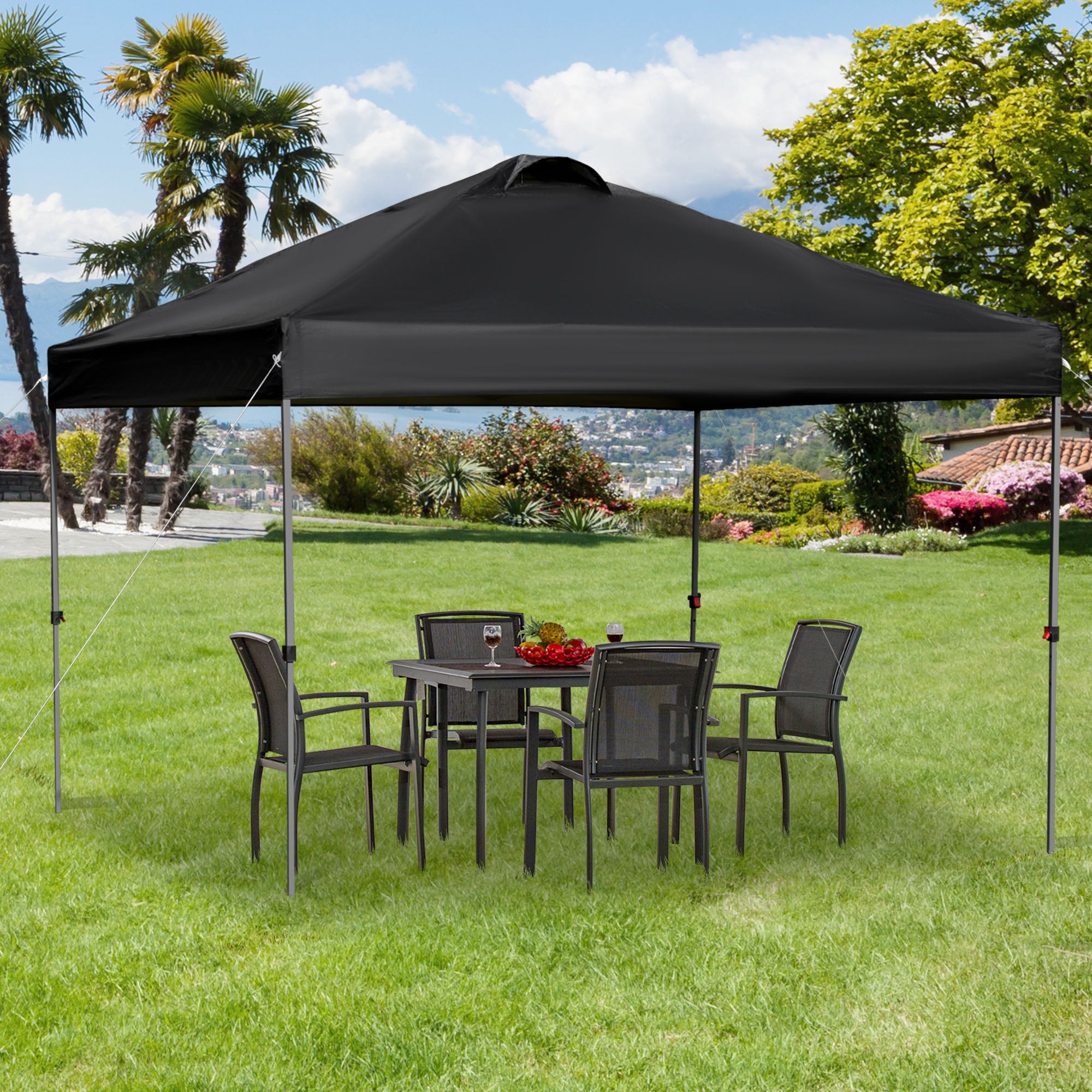 Pavilion approx. 3x3m, Waterproof Stable Winterproof Pop-up Folding Pavilion, UV Protection, Foldable Party Tent, Garden Tent with Bag, Garden Pavilion for Camping Garden, Black