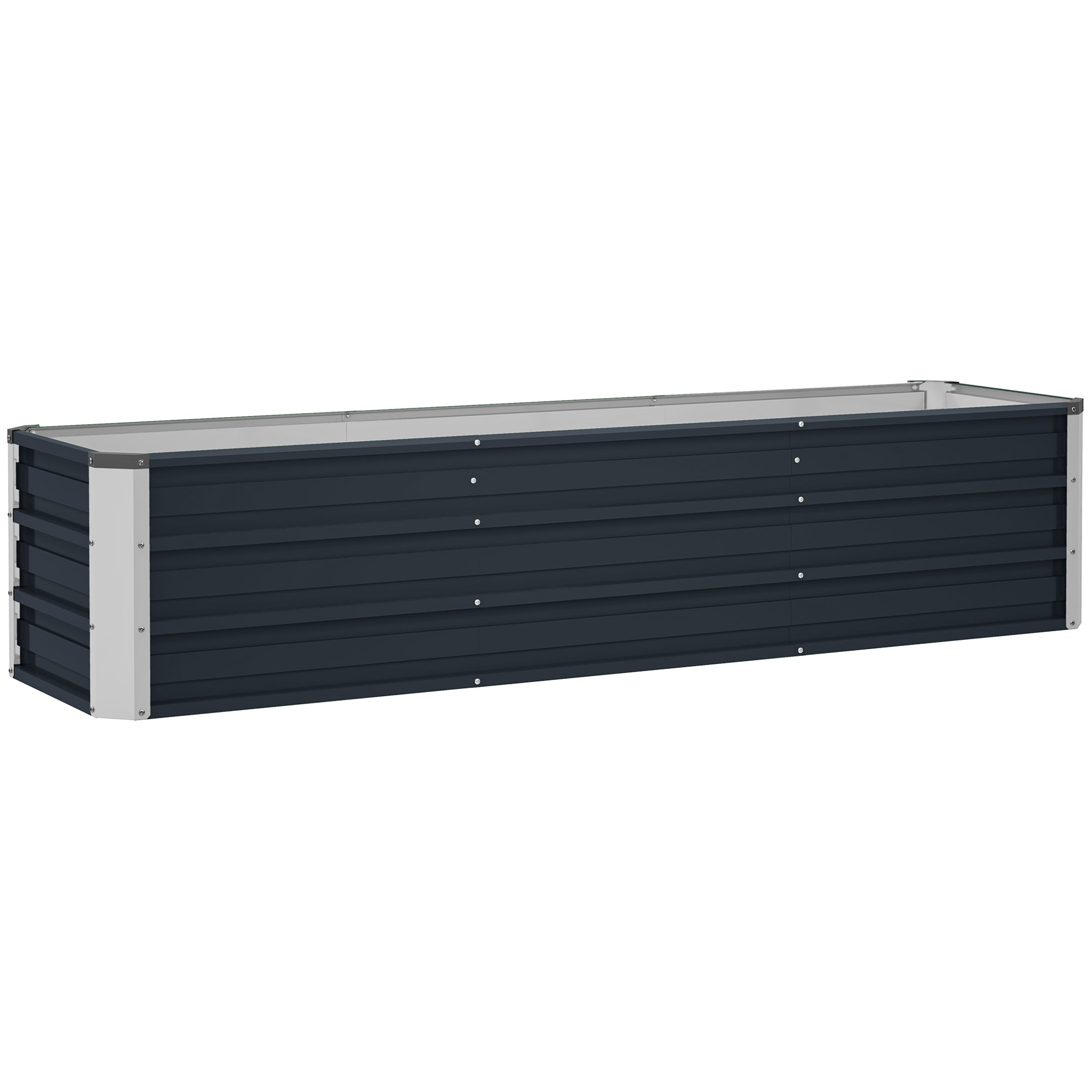Steel Raised Garden Bed Planter Flower Box Flower Pot with Gloves Grey 183 x 47 x 40 cm