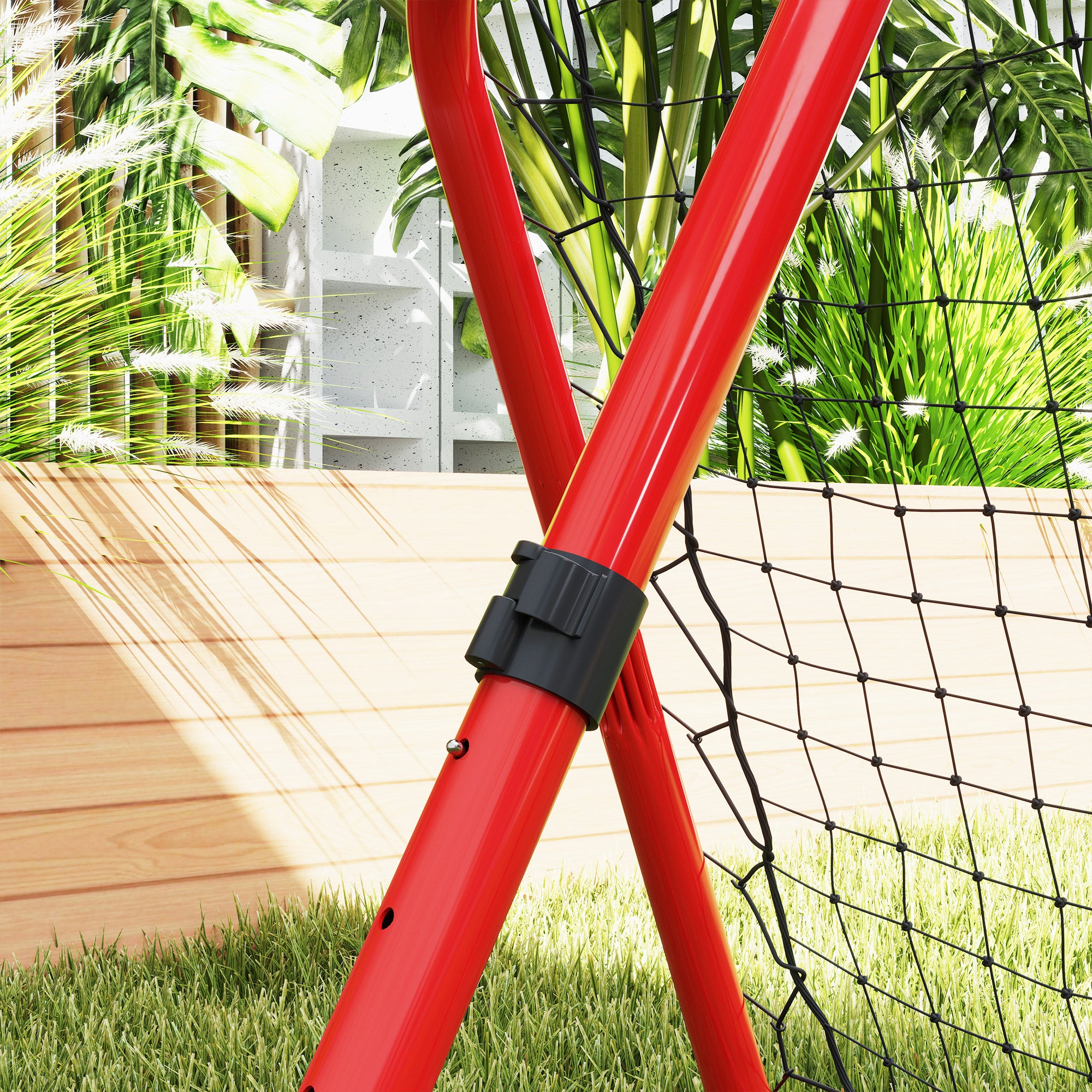Soccer Rebounder, rebound wall with pegs, adjustable in 5 stages, portable, kickback goal, adjustable soccer goal for teens, rebound wall for baseball training 78x84x78cm, Red