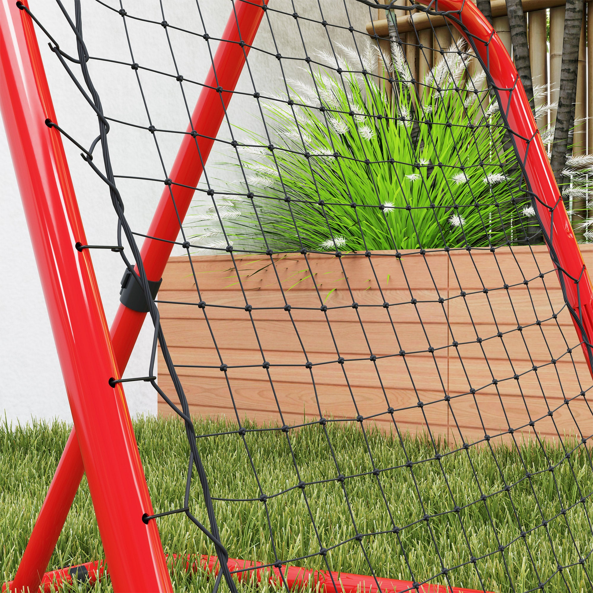 Soccer Rebounder, rebound wall with pegs, adjustable in 5 stages, portable, kickback goal, adjustable soccer goal for teens, rebound wall for baseball training 78x84x78cm, Red