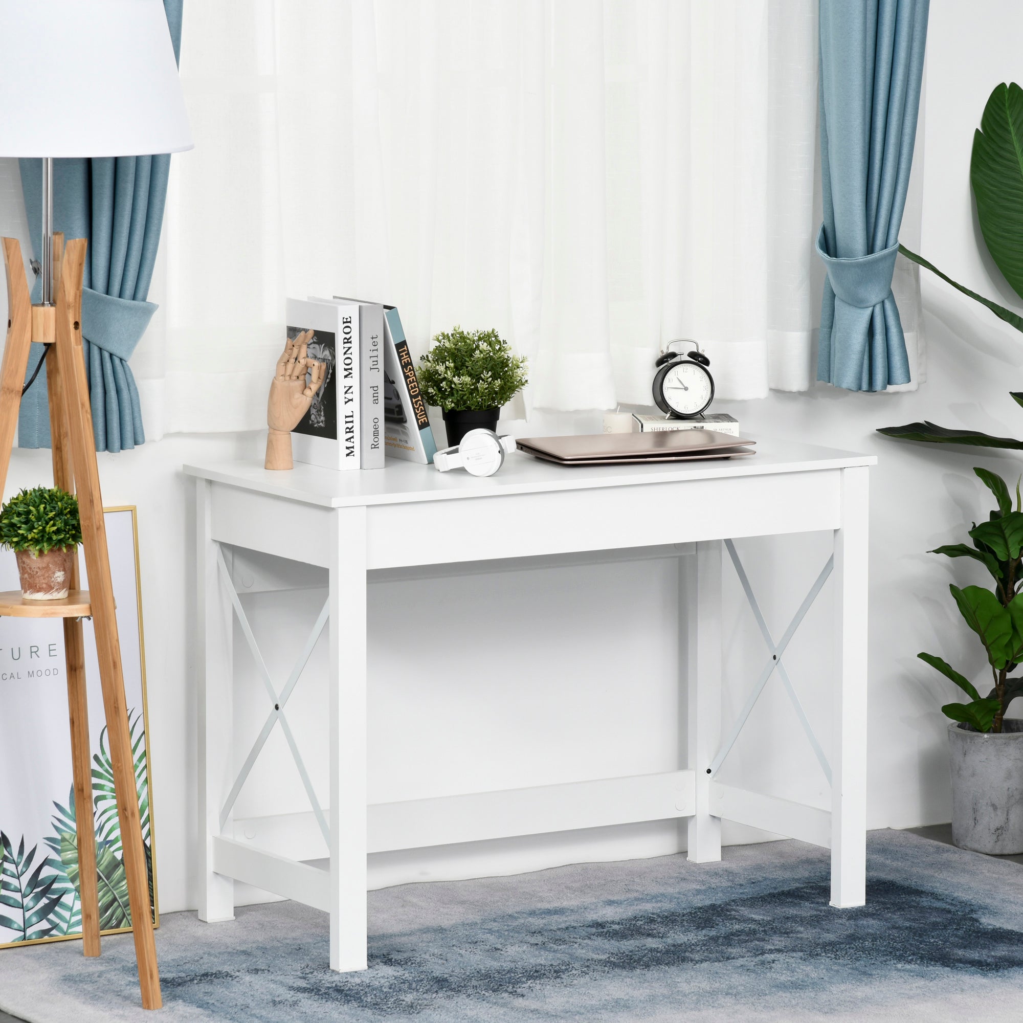 Modern Style Desk Easy to Assemble Computer Desk for Office Bedroom Study 105x50x76 cm White