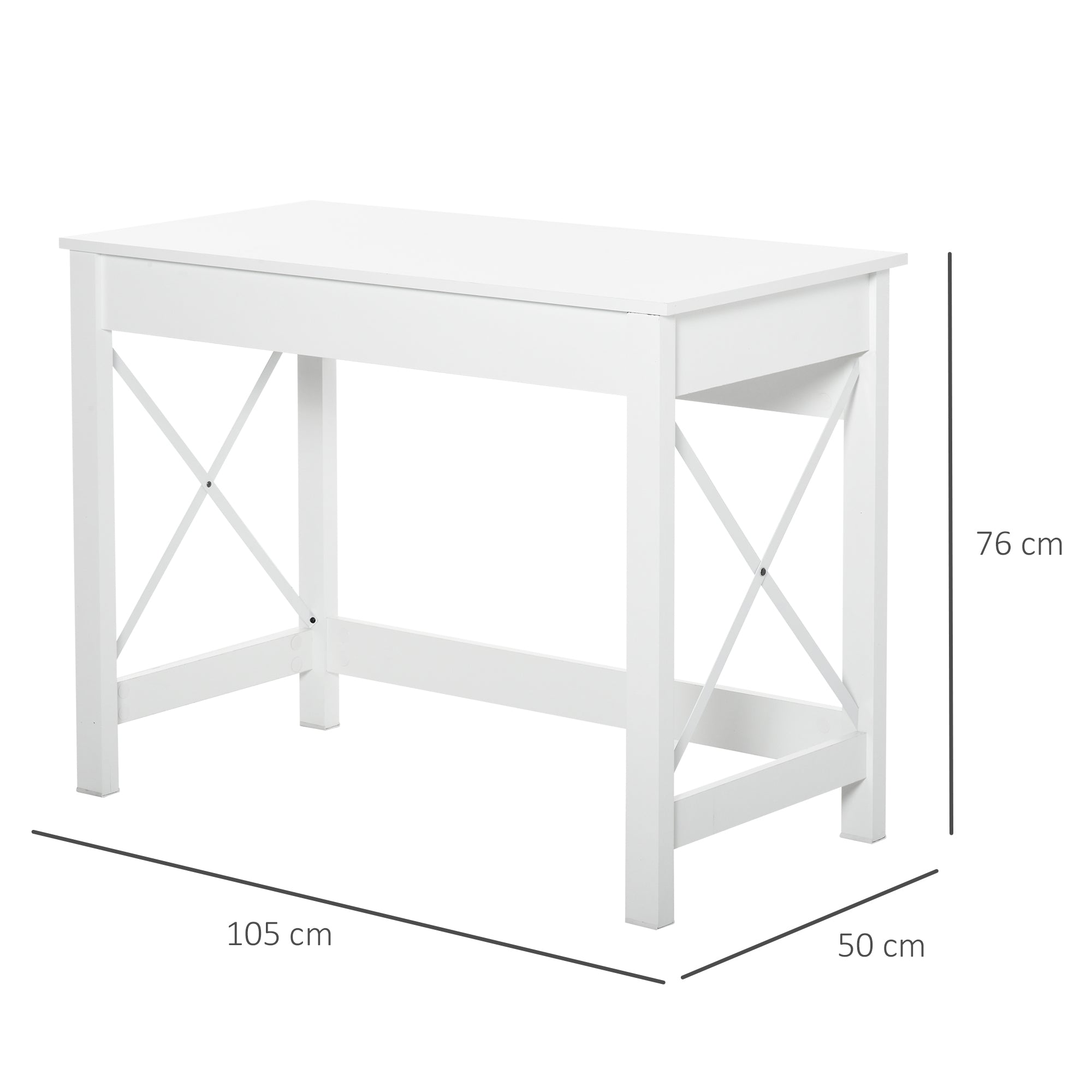 Modern Style Desk Easy to Assemble Computer Desk for Office Bedroom Study 105x50x76 cm White