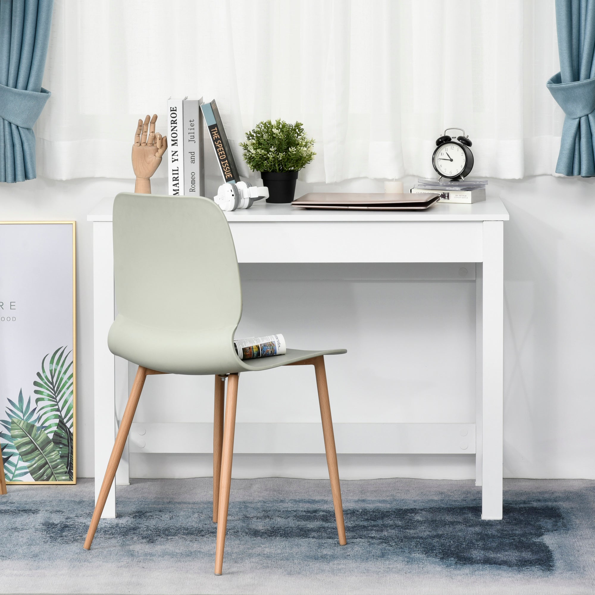 Modern Style Desk Easy to Assemble Computer Desk for Office Bedroom Study 105x50x76 cm White