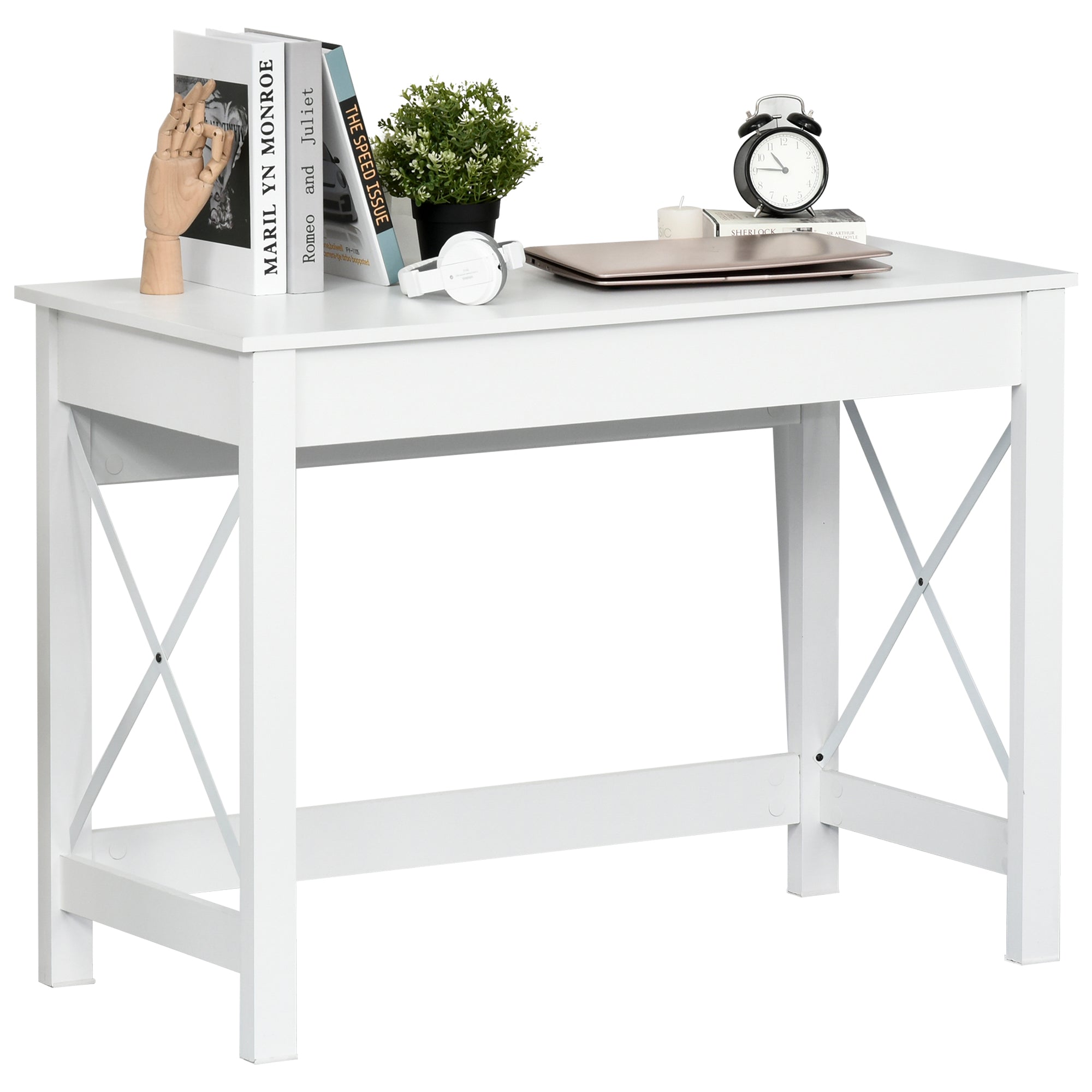 Modern Style Desk Easy to Assemble Computer Desk for Office Bedroom Study 105x50x76 cm White