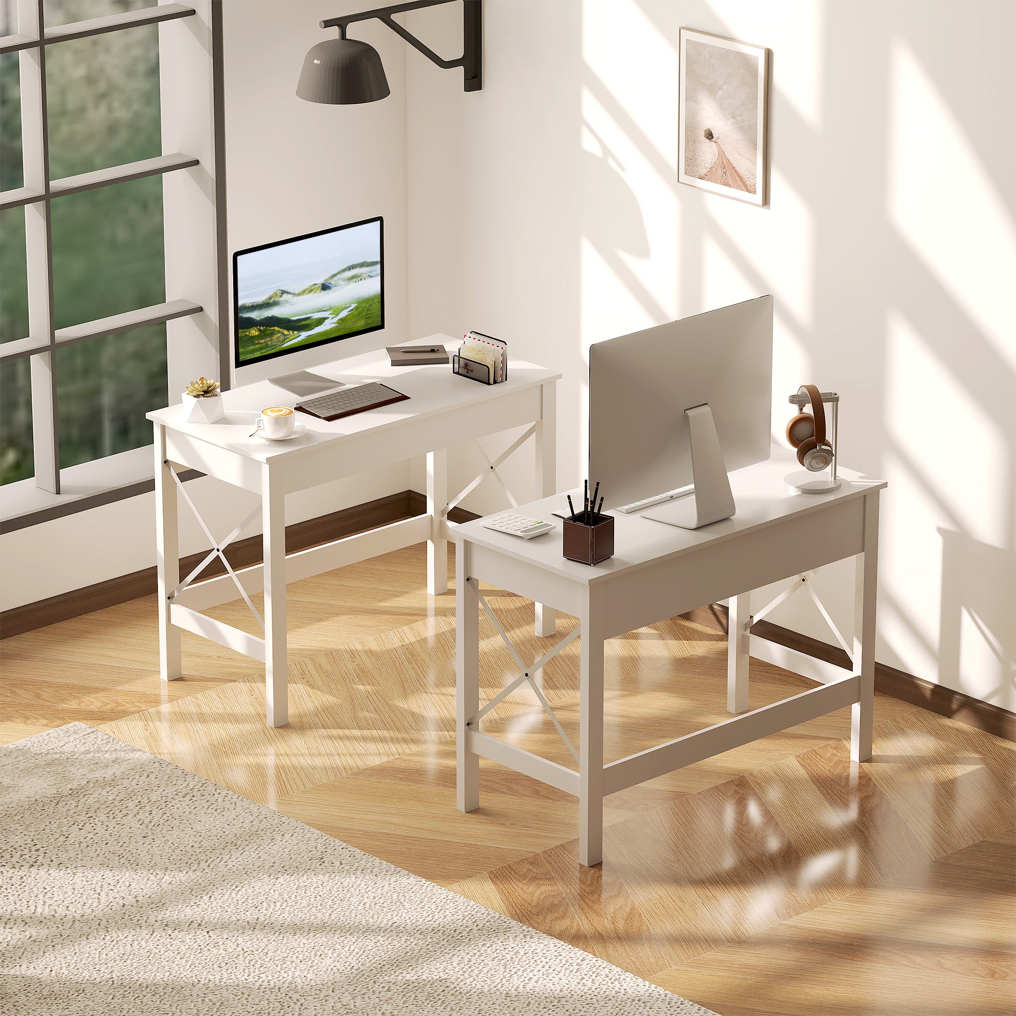 Modern Style Desk Easy to Assemble Computer Desk for Office Bedroom Study 105x50x76 cm White