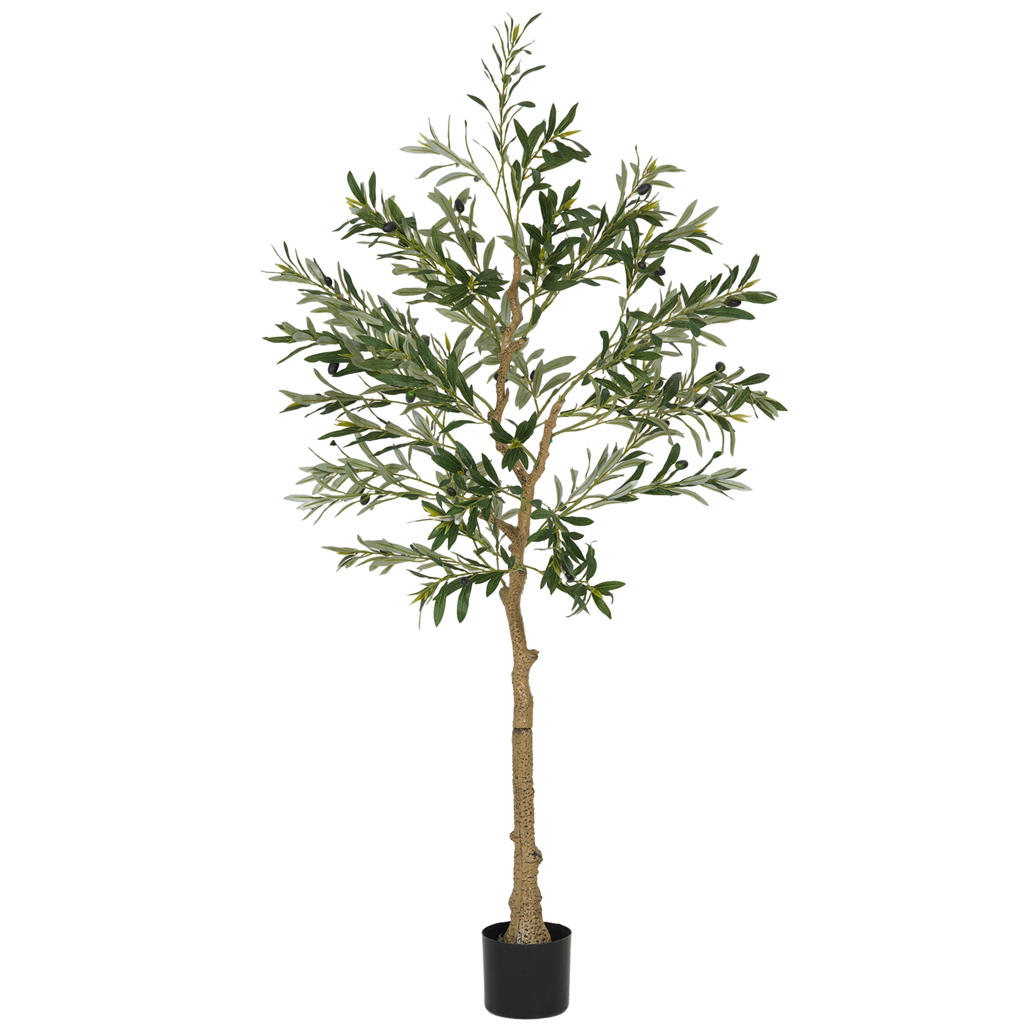 150 cm Artificial Olive Plant with Pot and Decorative Leaves for Indoor Green