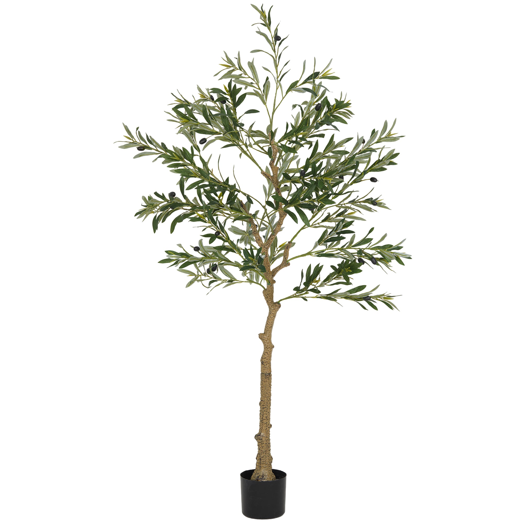 150 cm Artificial Olive Plant with Pot and Decorative Leaves for Indoor Green