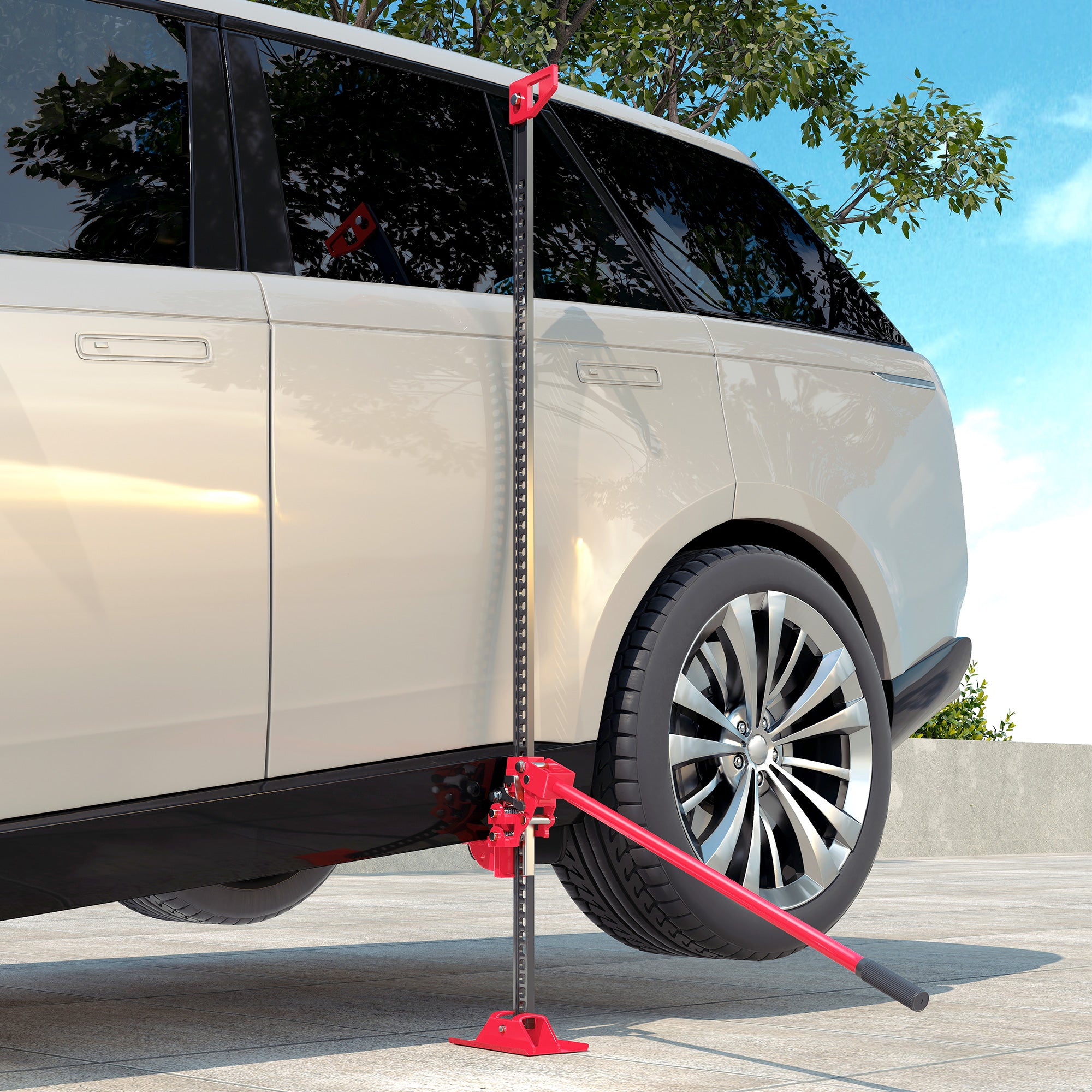 All-terrain farm jack for ATV 4x4, jack for vehicle with max load of 3000 kg, lifting height 11-135 cm, for car truck SUV, red