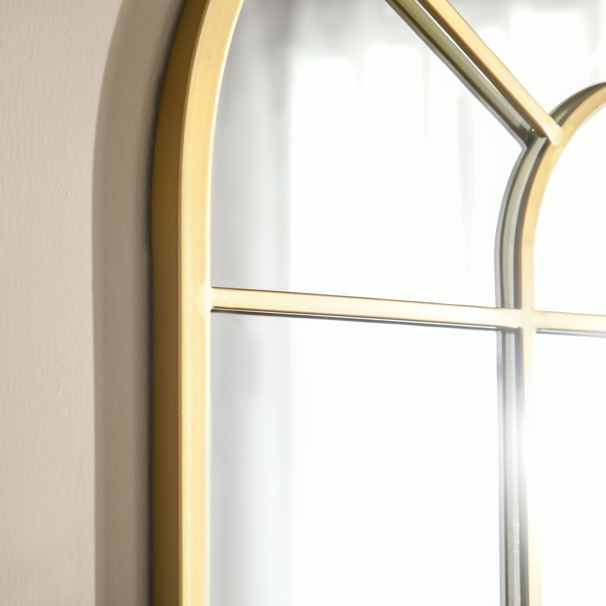 Wall Mirror 70 x 50 cm Window Mirror with Metal Frame Decorative Hanging Mirror for Bedroom Living Room, Gold