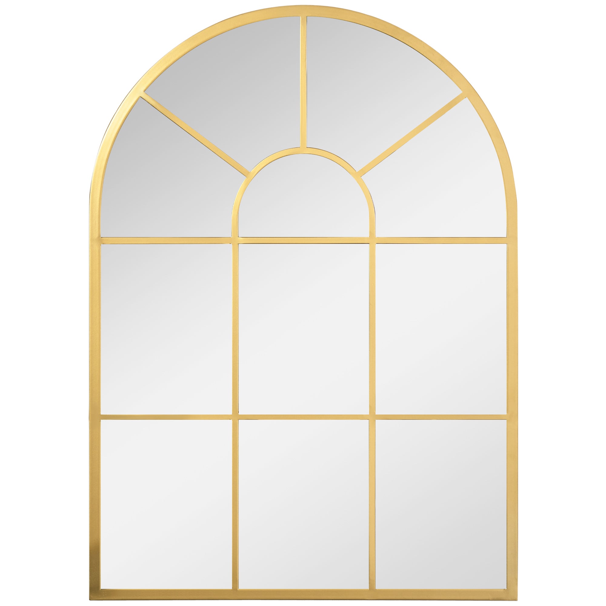 Wall Mirror 70 x 50 cm Window Mirror with Metal Frame Decorative Hanging Mirror for Bedroom Living Room, Gold