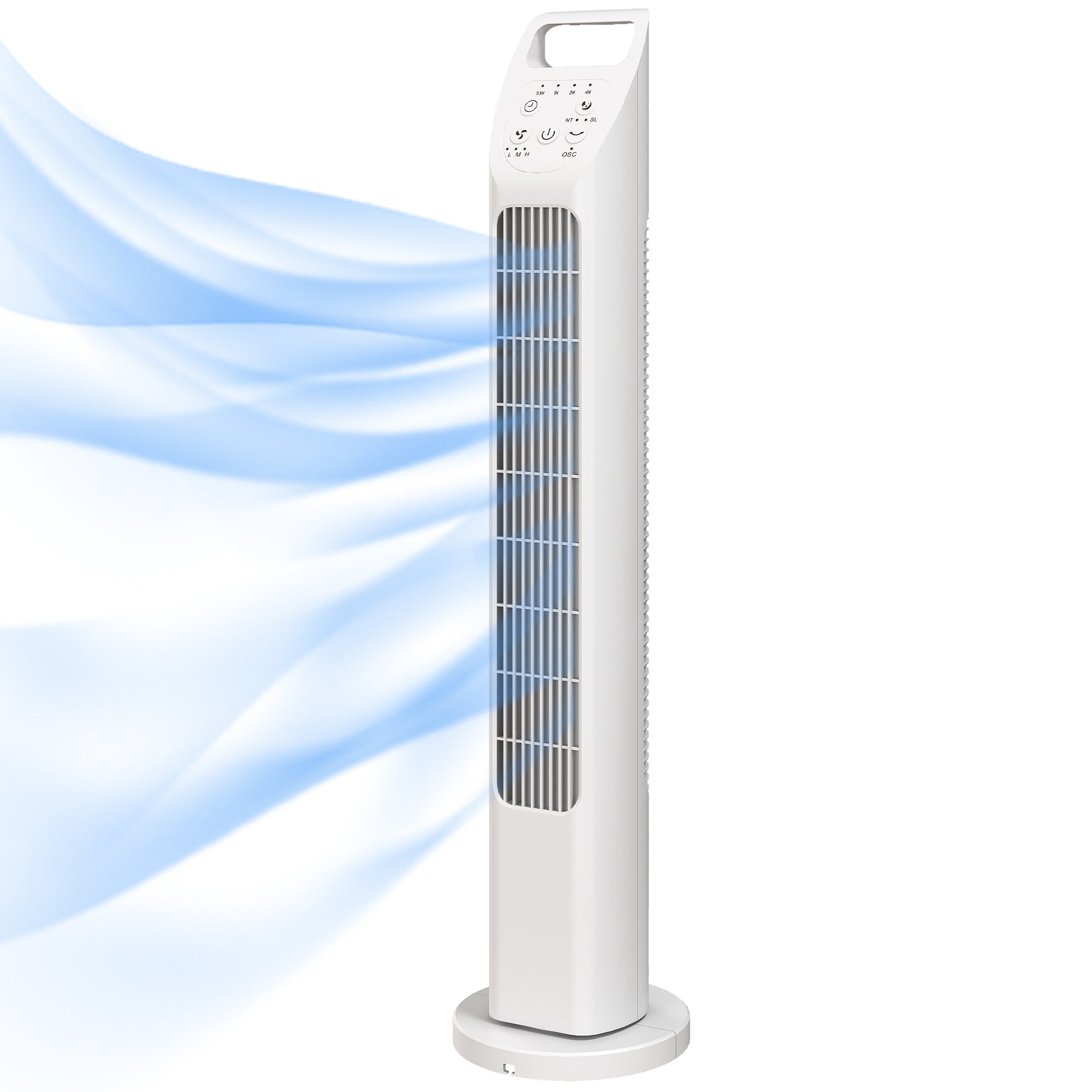 Tower Fan with Remote, 75° Oscillation, 3 Speeds, 3 Modes, 7.5-Hour Timer, Quiet Bladeless Fan for Bedroom & Office, White