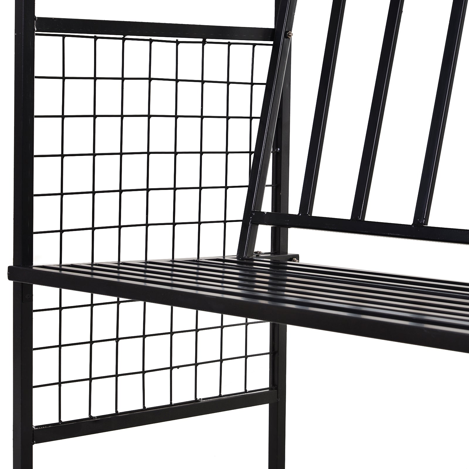 Arch with Bench Seat Bench Arch Trellis Climbing Aid Garden Metal Black 154 x 60 x 205 cm