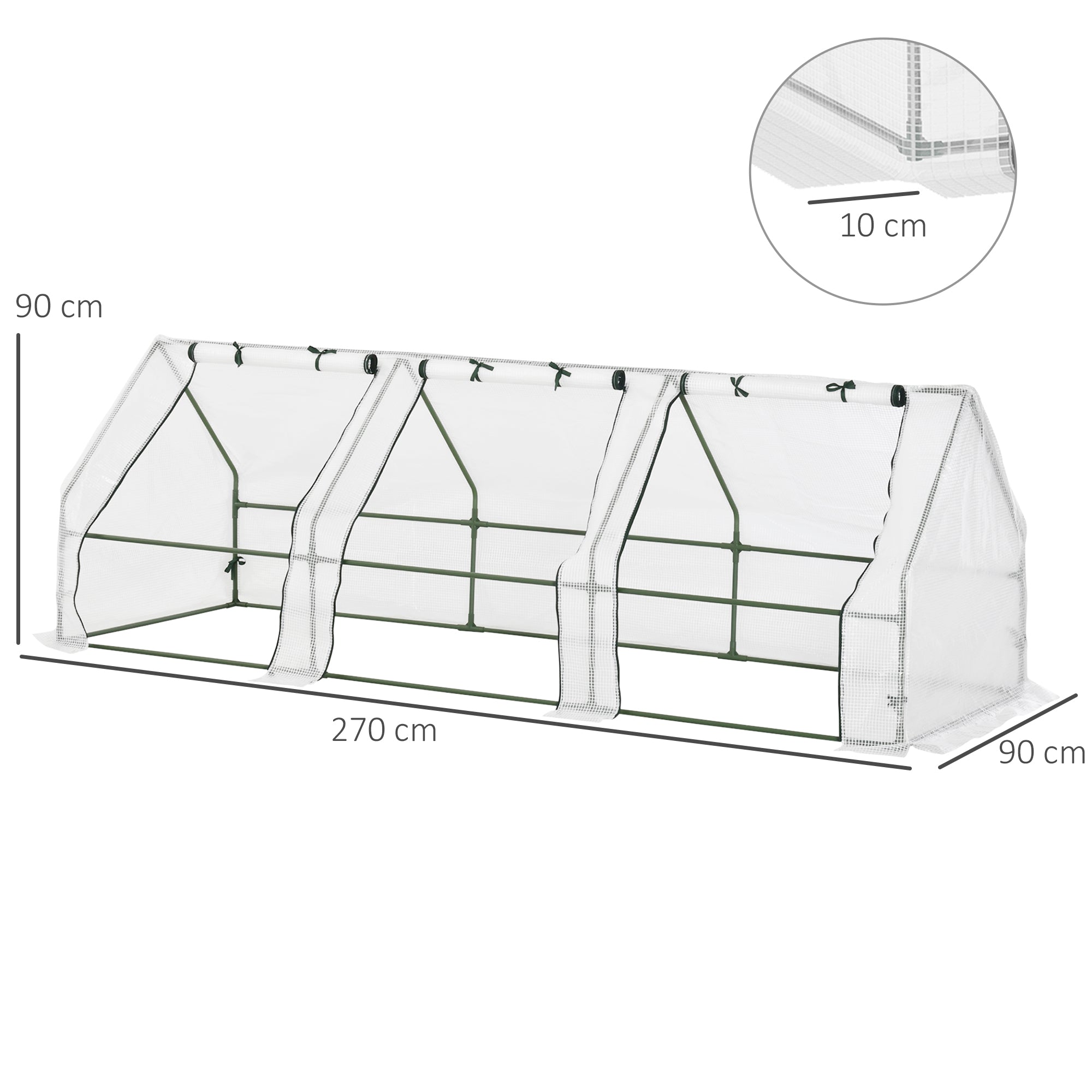 Outdoor Garden Greenhouse 106.3x35.4x35.4 inches Shed Type with 3 Windows Steel Frame Terrace Greenhouse for Plant Cultivation Flowers Tomatoes White