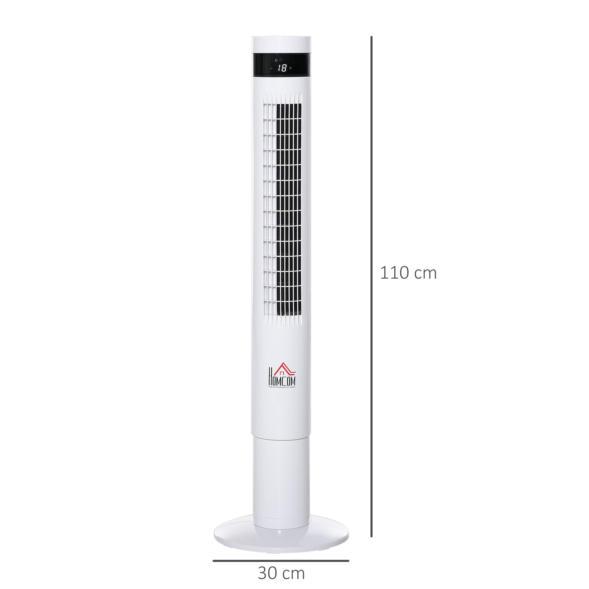 Tower Fan, Stand Fan with 3 Ventilation Speeds, Remote Control, 50W Fan with 12H Timer, LCD Display, 85° Oscillation, for Bedroom, White