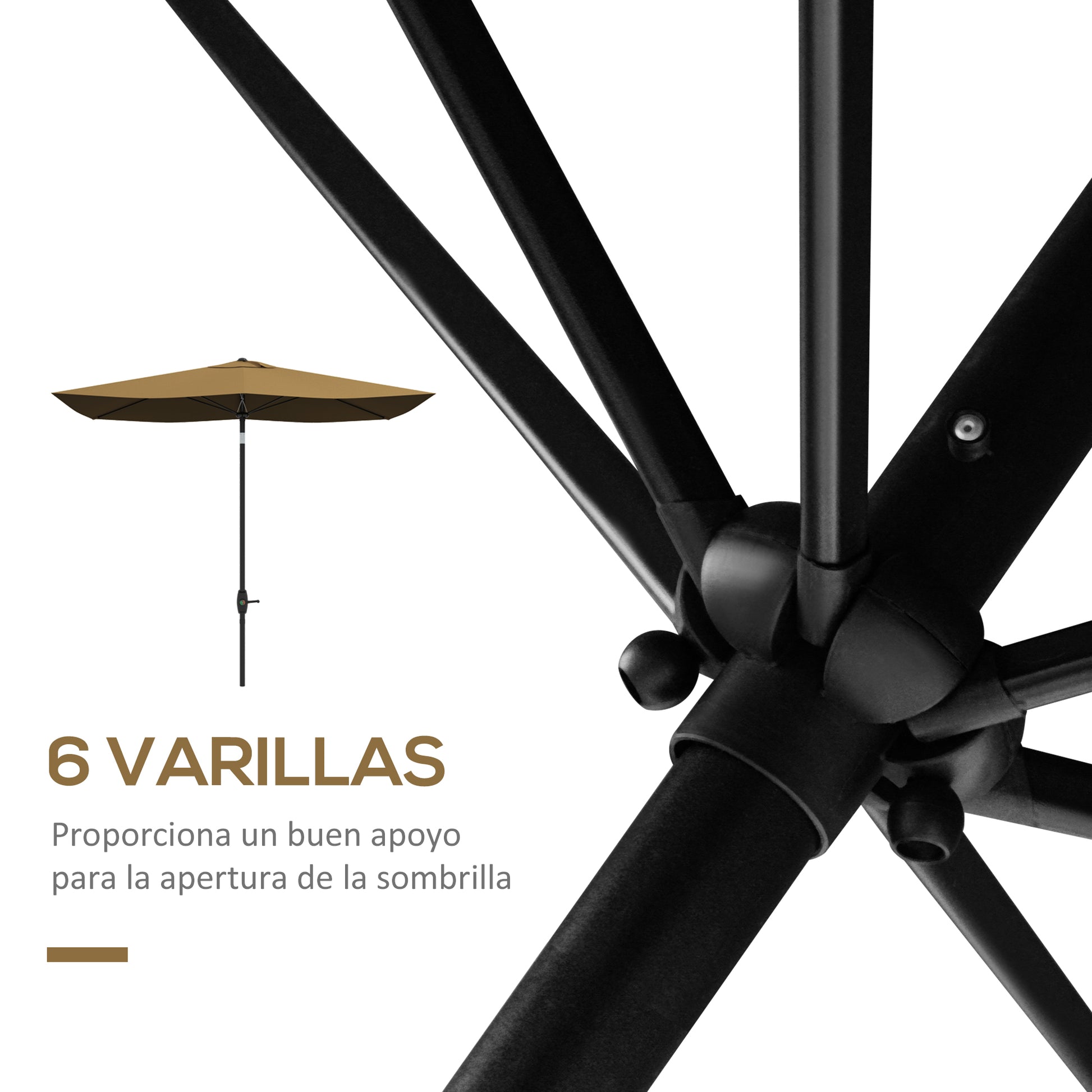 Patio Umbrella 3x2 m Outdoor Terrace Umbrella with Adjustable Angle Aluminum Pole and UV Protection 50+ Umbrella for Garden Patio Brown