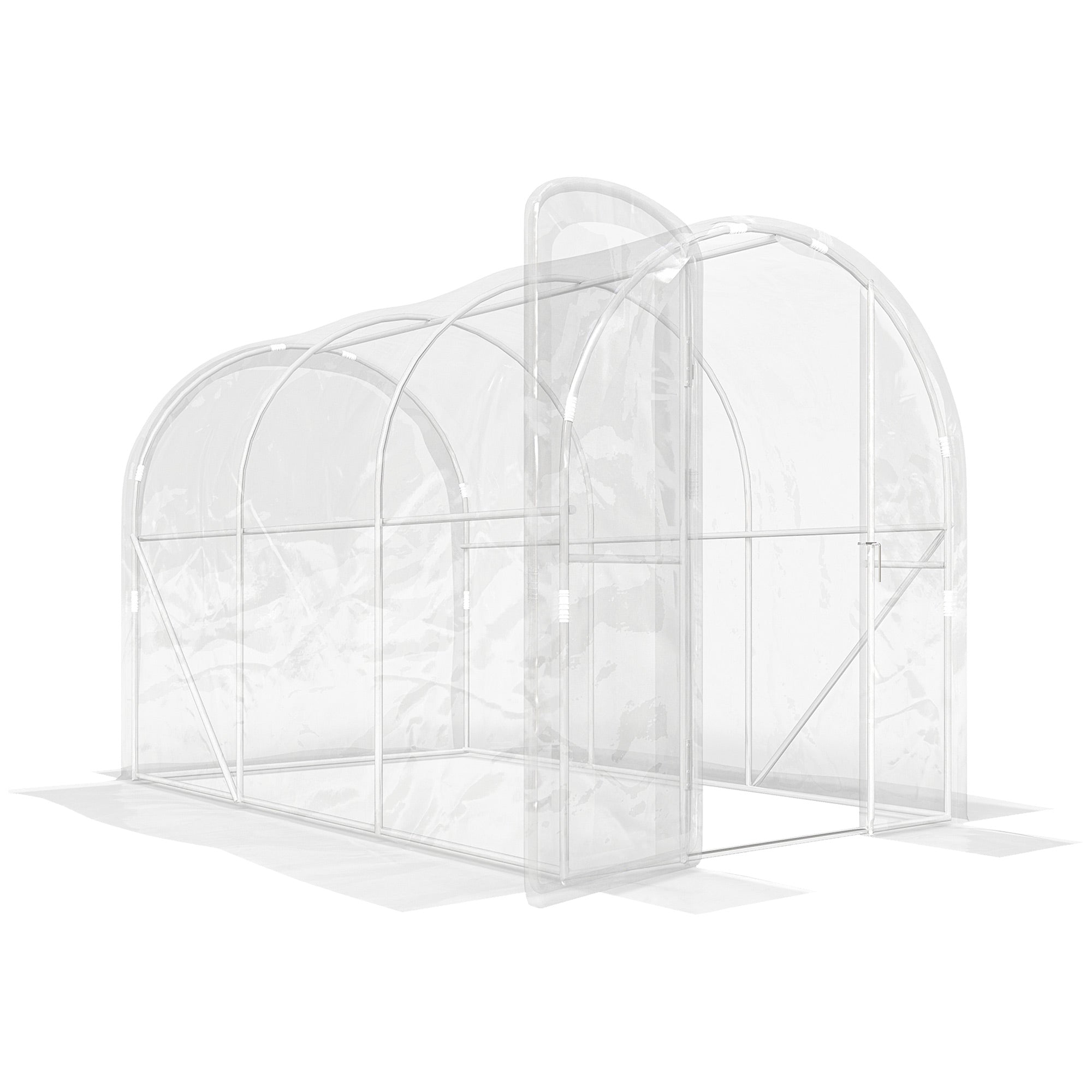 Tunnel Greenhouse 3 x 2 x 1.95 m (9.8 x 6.6 x 6.4 ft), 6 m² (64.6 sq ft), 150 g/m² UV PE Cover with Hinged Door — For Vegetables, Plants & Flowers