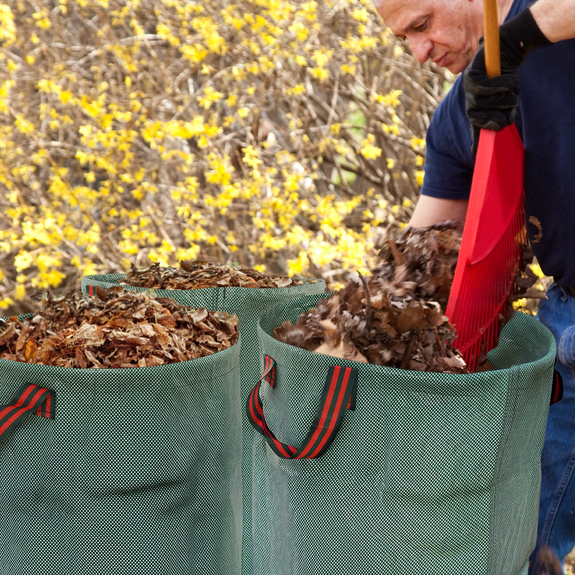 Garden Bag 3x272L Waterproof Garden Waste Bag with Handles, Stable Leaf Bag, Self-standing Garden Bags with UV Protection, Reusable Garden Waste Bags for Green Waste