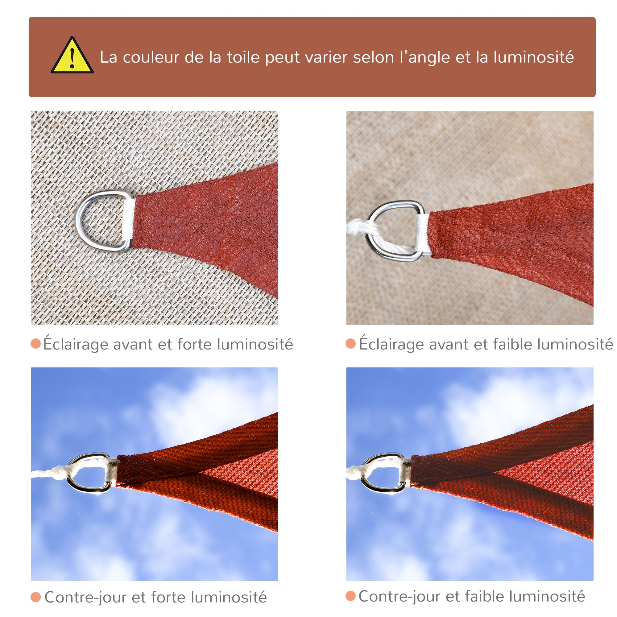 Rectangular Shade Sail 4x6m Outdoor UV Protection Canvas 185g/m² HDPE, for garden terrace outdoor patio pool balcony, terracotta brick