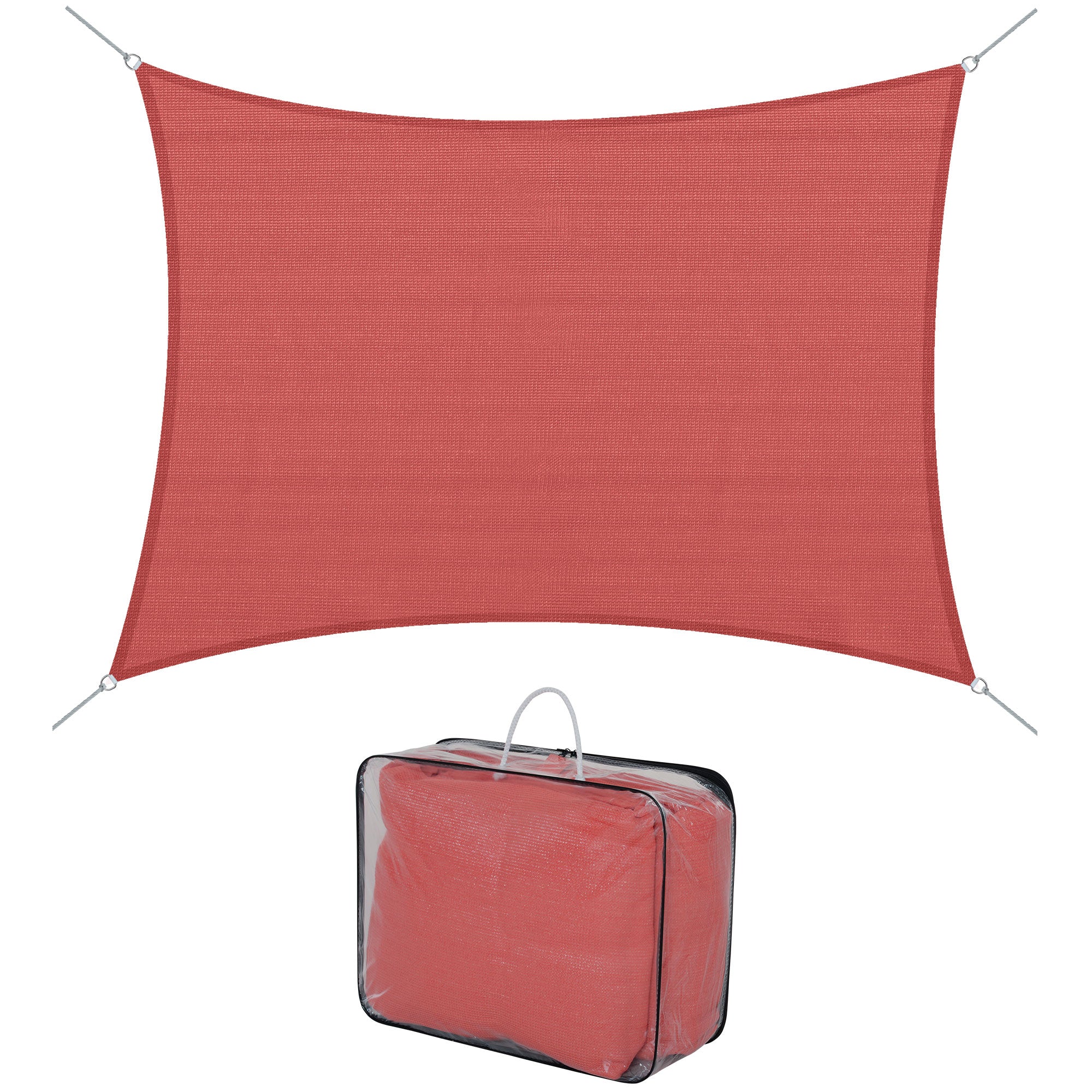 Rectangular Shade Sail 4x6m Outdoor UV Protection Canvas 185g/m² HDPE, for garden terrace outdoor patio pool balcony, terracotta brick