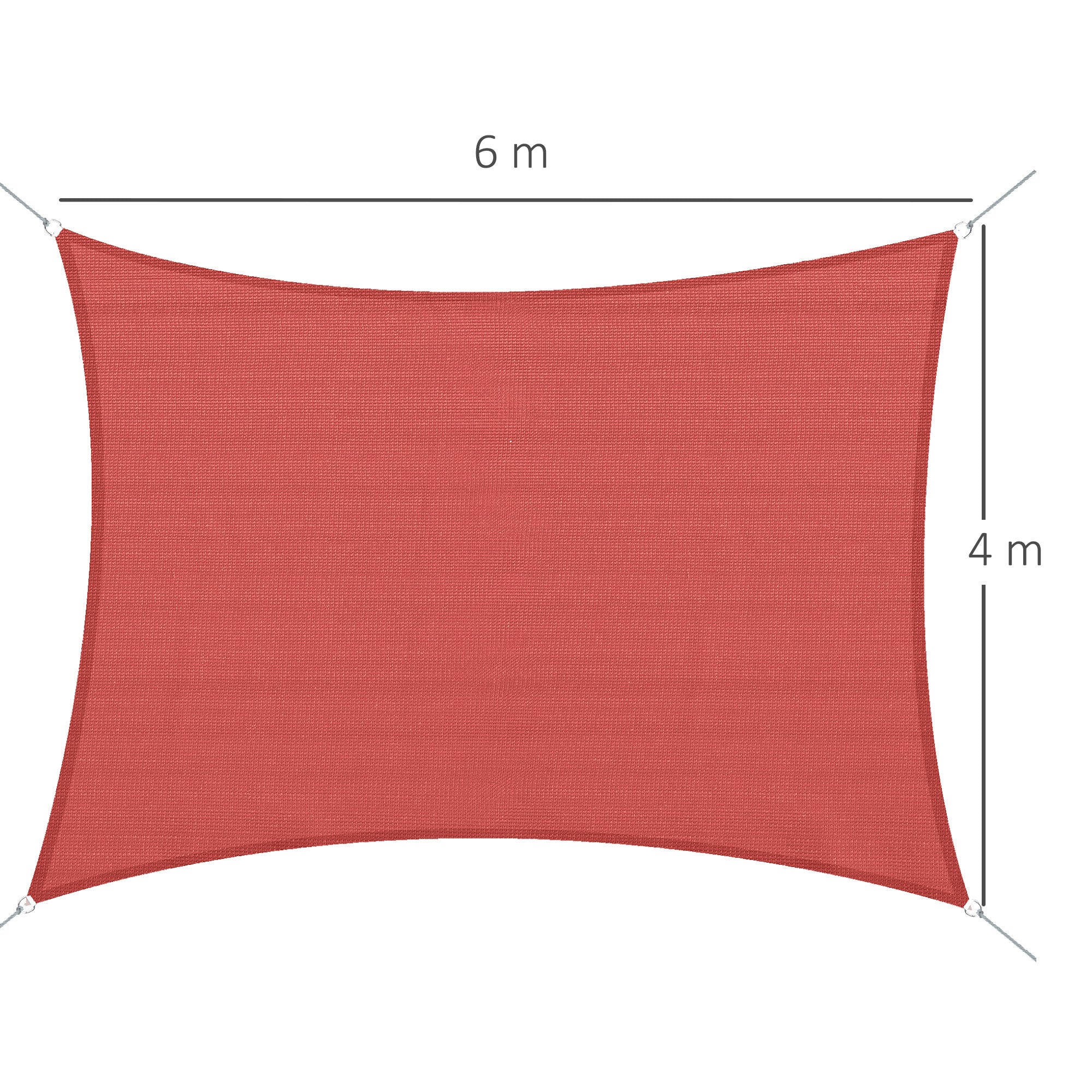 Rectangular Shade Sail 4x6m Outdoor UV Protection Canvas 185g/m² HDPE, for garden terrace outdoor patio pool balcony, terracotta brick