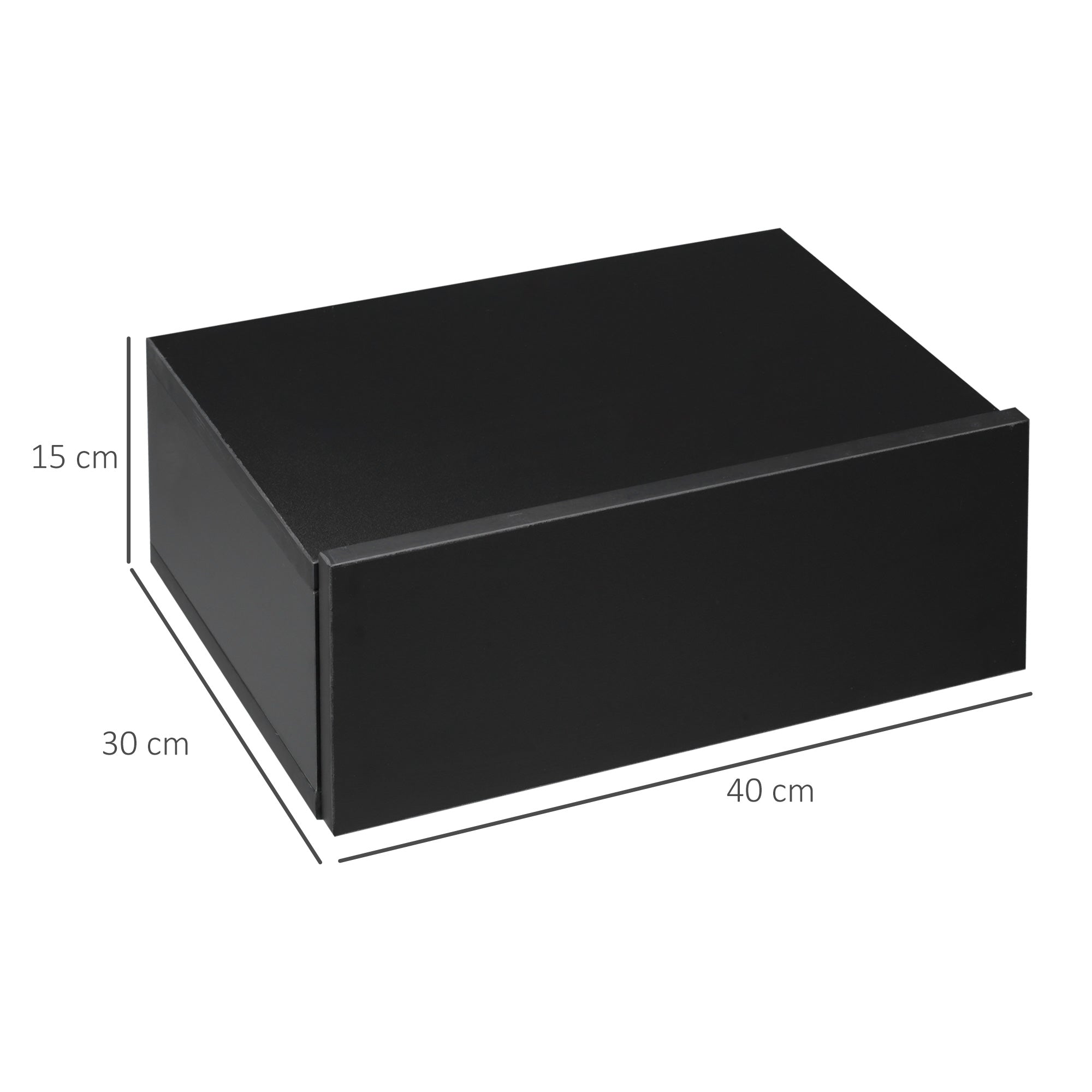 Set of 2 Floating Bedside Tables with 1 Drawer Wall Mounted Design Modern Style for Bedroom 40x30x15 cm Black