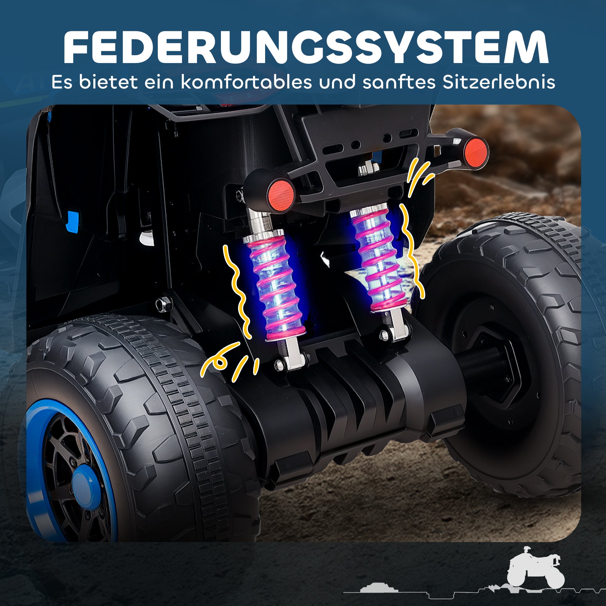 Electric Quad for Kids 12V Electric Children's Quad with 2 Motors, 3-6km/h Children's Quad with Suspension, LED Light, Kids Car with USB, Music for 3-8 Years, Blue