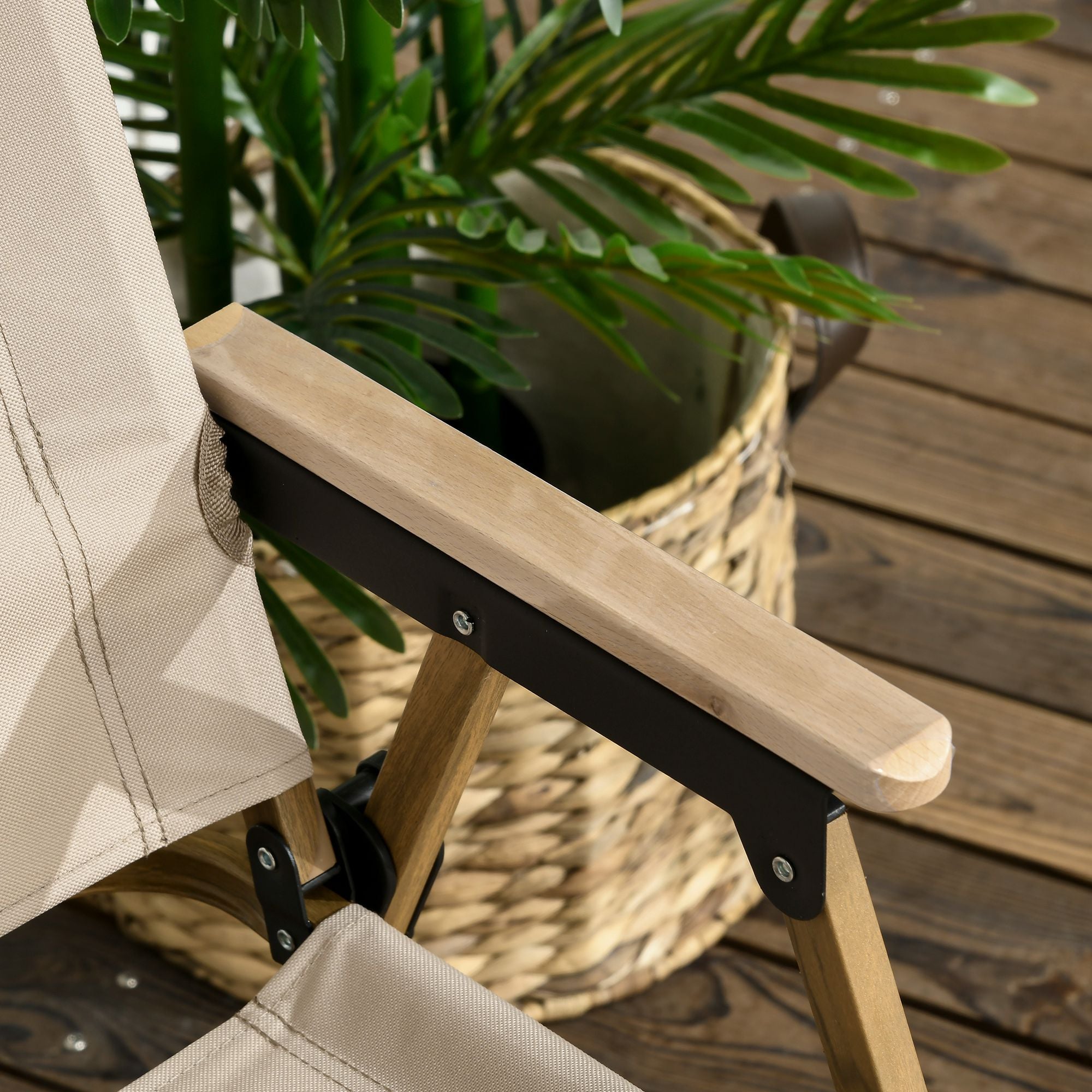 Camping Chair 2-Pack foldable garden chair with steel frame, wood look, folding chair for pool, beach, Oxford, Khaki