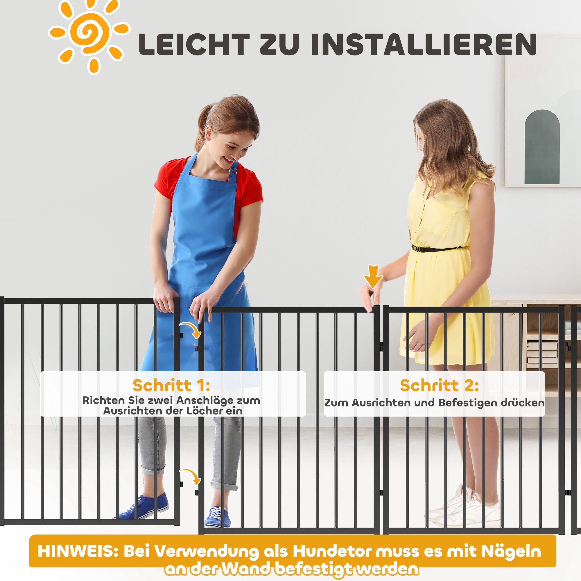 Puppy Playpen 76 cm High, 6-Piece Puppy Playpen with Door, Pet Playpen for Small to Medium Dogs, Rabbits, Guinea Pigs, Steel, Black