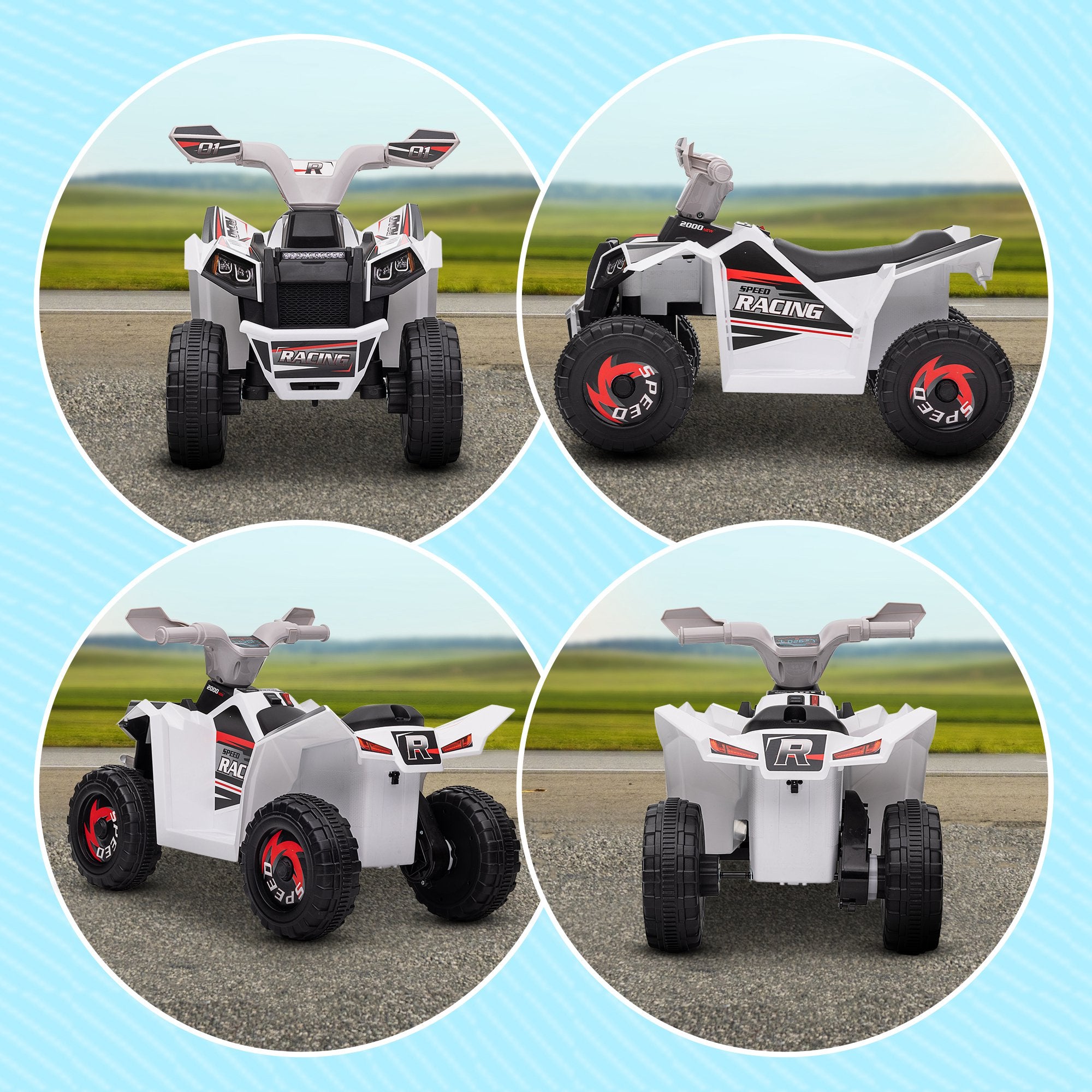Kids Quad Electric 6V Children's Quad with Forward, Reverse Function, Electric Quad for Kids 1.5-3 Years White