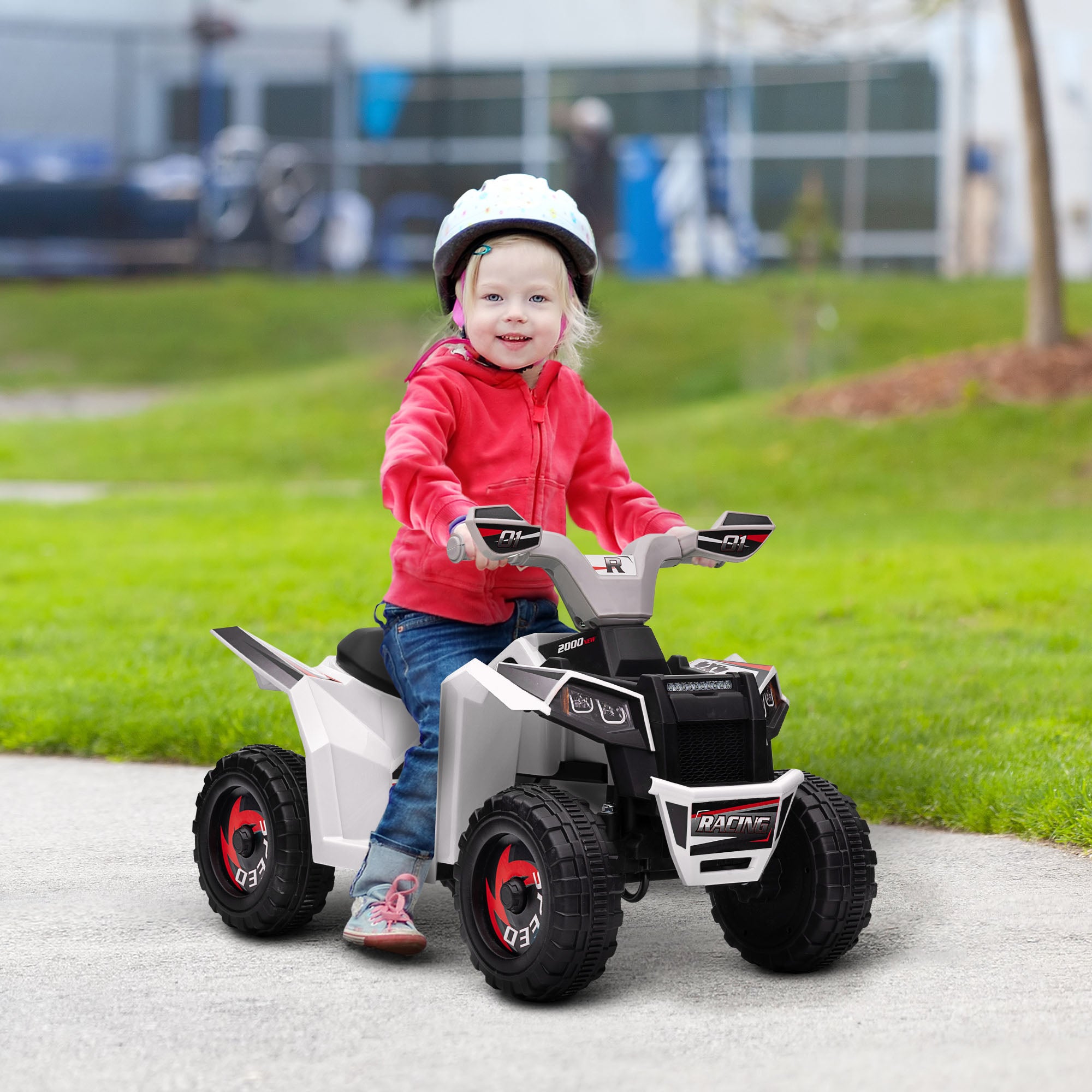 Kids Quad Electric 6V Children's Quad with Forward, Reverse Function, Electric Quad for Kids 1.5-3 Years White