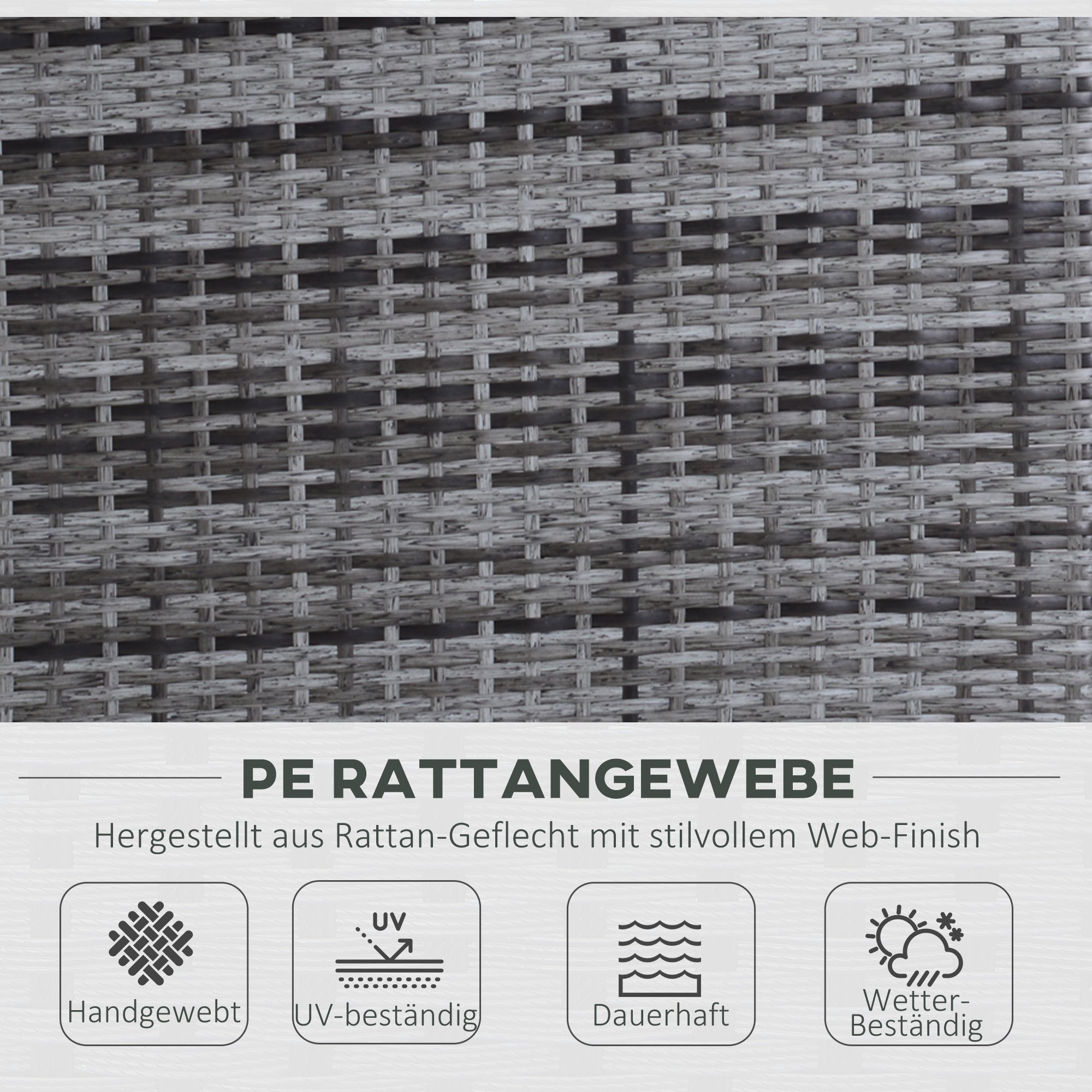 3 Piece Garden Sofa Patio Furniture Lounge Set Rattan Furniture Grey Poly Rattan + Metal 2-Seater Sofa 2 x Ottoman Cushions