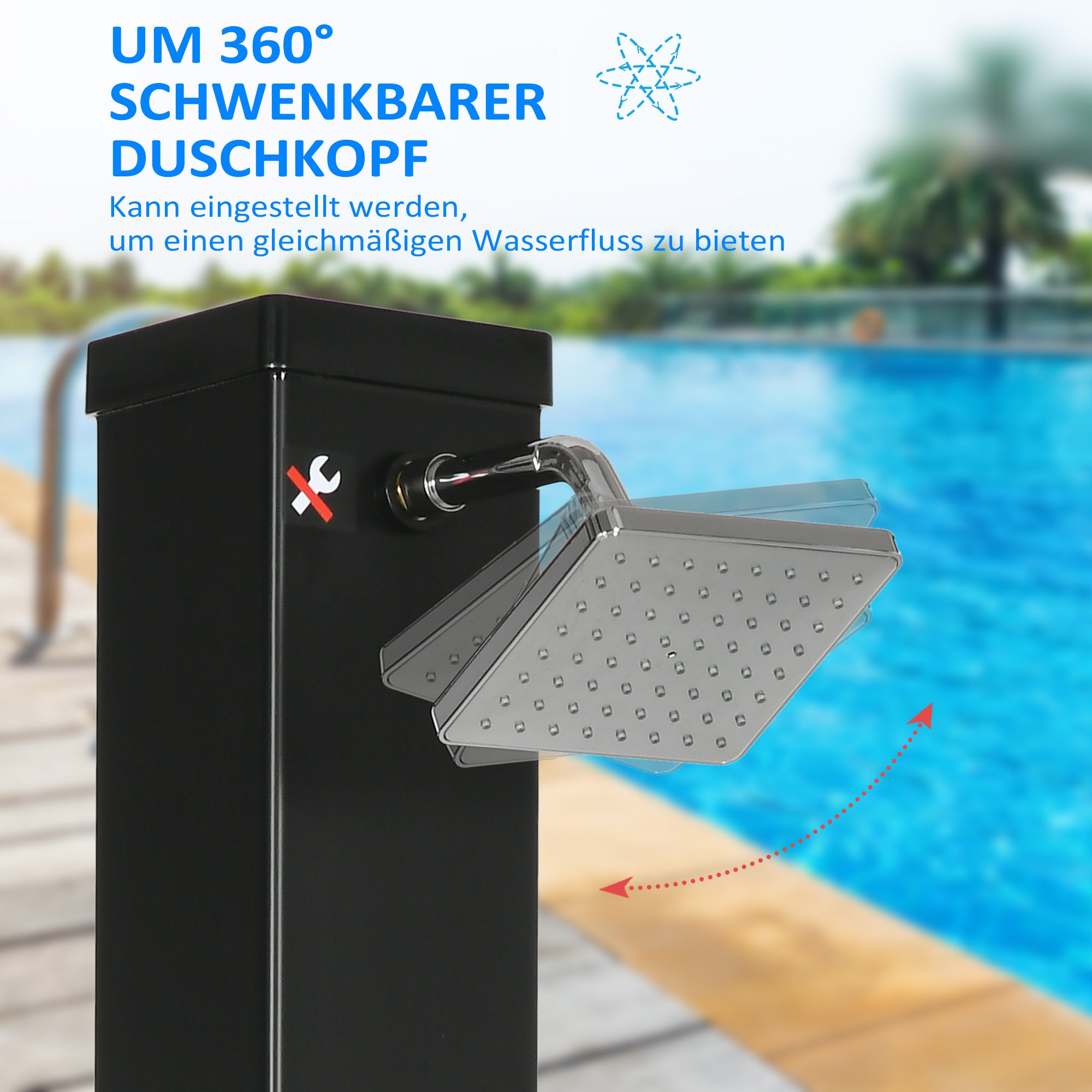 Solar Shower 40 Liters Garden Shower with Water Tap Shower Head, up to 60°C, Outdoor Shower without Power Connection Pool Shower Camping Shower Rain Shower Warm Water