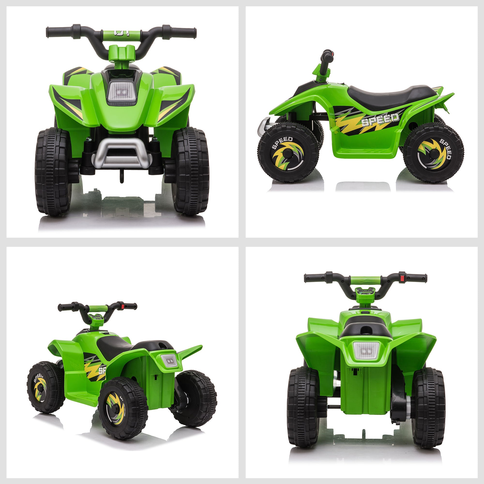Electric Quad for Children 18-36 Months Electric ATV 6V with Forward and Reverse Maximum Load 20 kg 72x40x45.5 cm Green