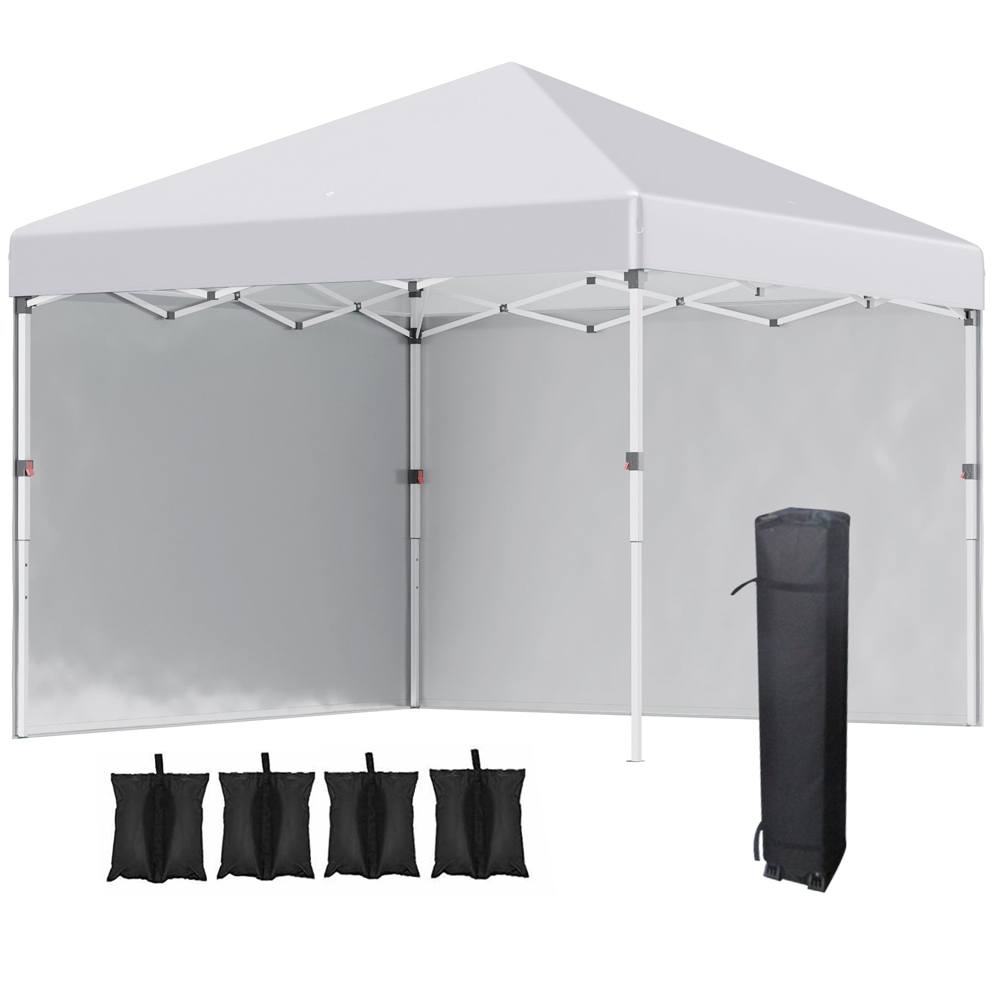 Pavilion approx. 3x3m, water-repellent Stable Winterproof Pop-up Folding Pavilion with 2 Side Walls, UV 30+ Protection, Foldable Party Tent Garden Tent with Bag, Garden Pavilion for Camping, White