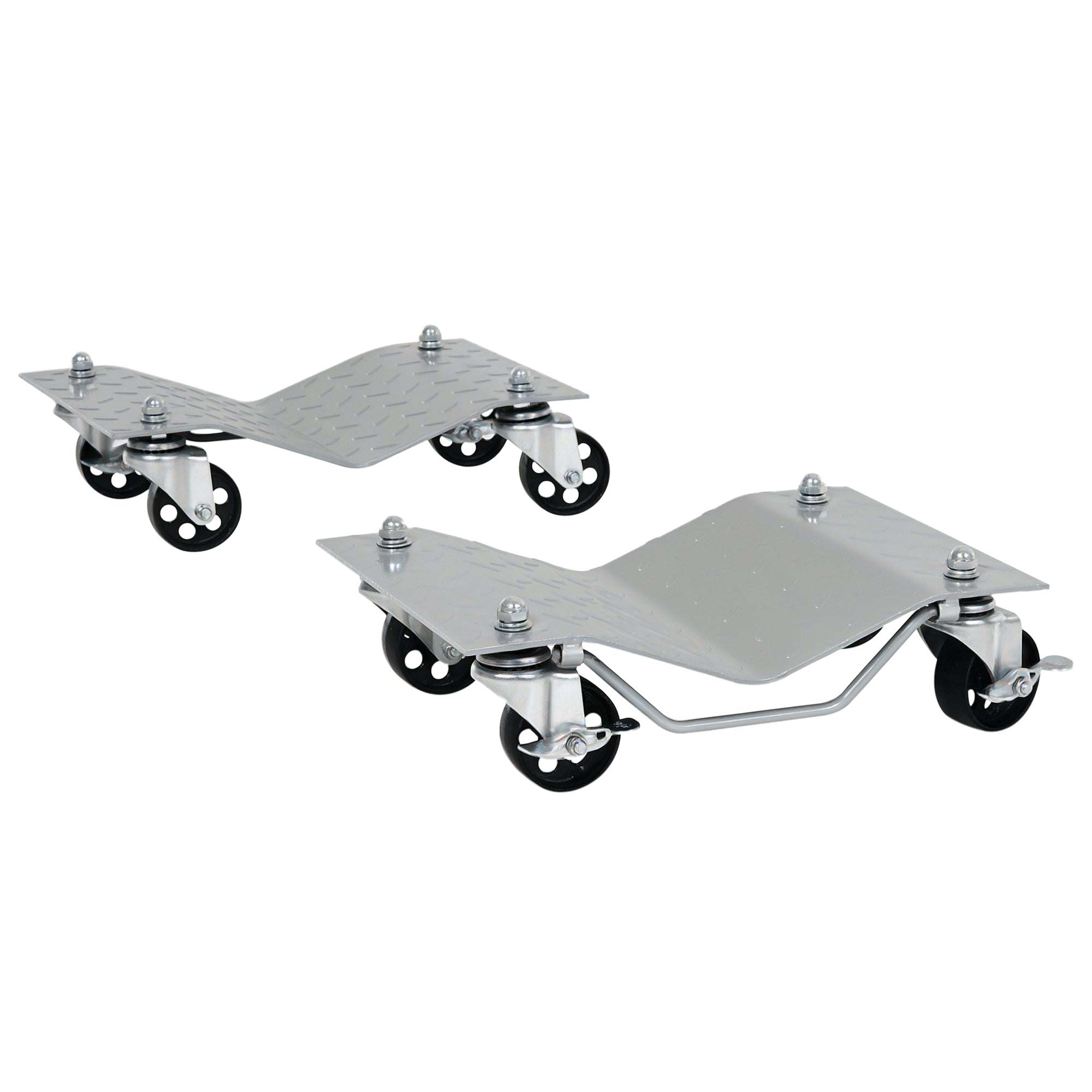 Parking Lift 2 Pieces Parking Aid Tire Change Jack with 4 Wheels for Car Gray 40.5L x 30W x 13.5H cm