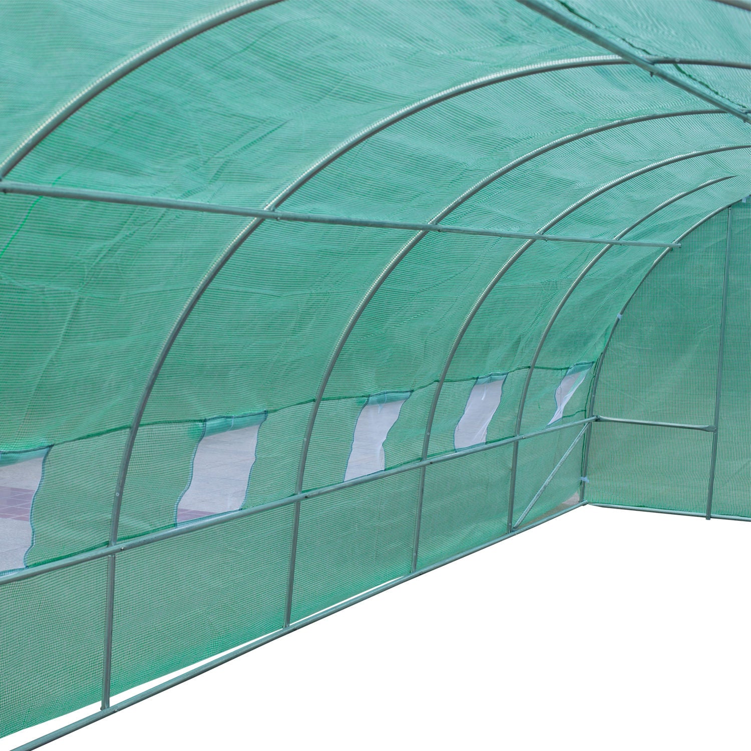 Greenhouse 800x300x200cm Foil Greenhouse Tomato House with Door, 12 Windows, Foil Tunnel Made of Galvanized Steel, PE, Stable Greenhouse Plant Tunnel, Including Ground Anchors & Ropes