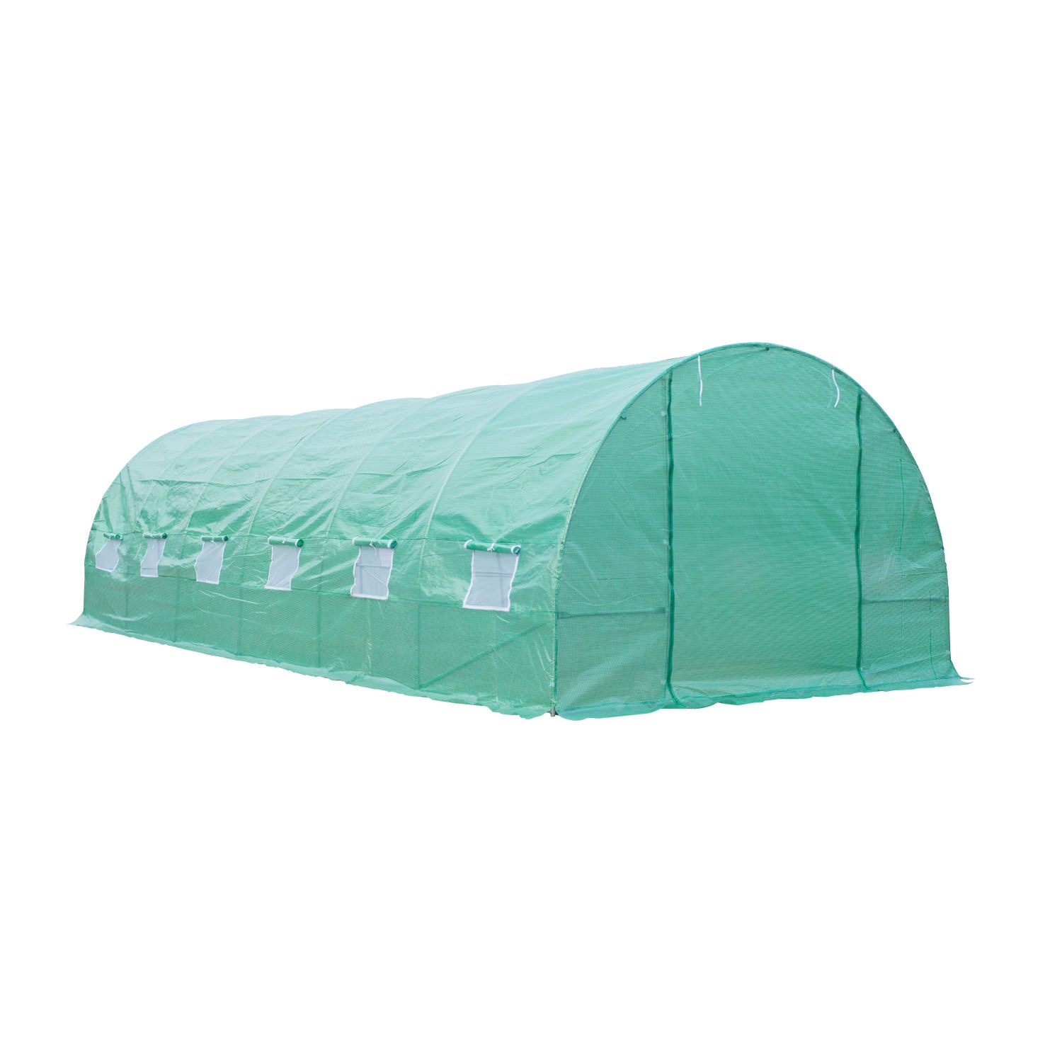 Greenhouse 800x300x200cm Foil Greenhouse Tomato House with Door, 12 Windows, Foil Tunnel Made of Galvanized Steel, PE, Stable Greenhouse Plant Tunnel, Including Ground Anchors & Ropes